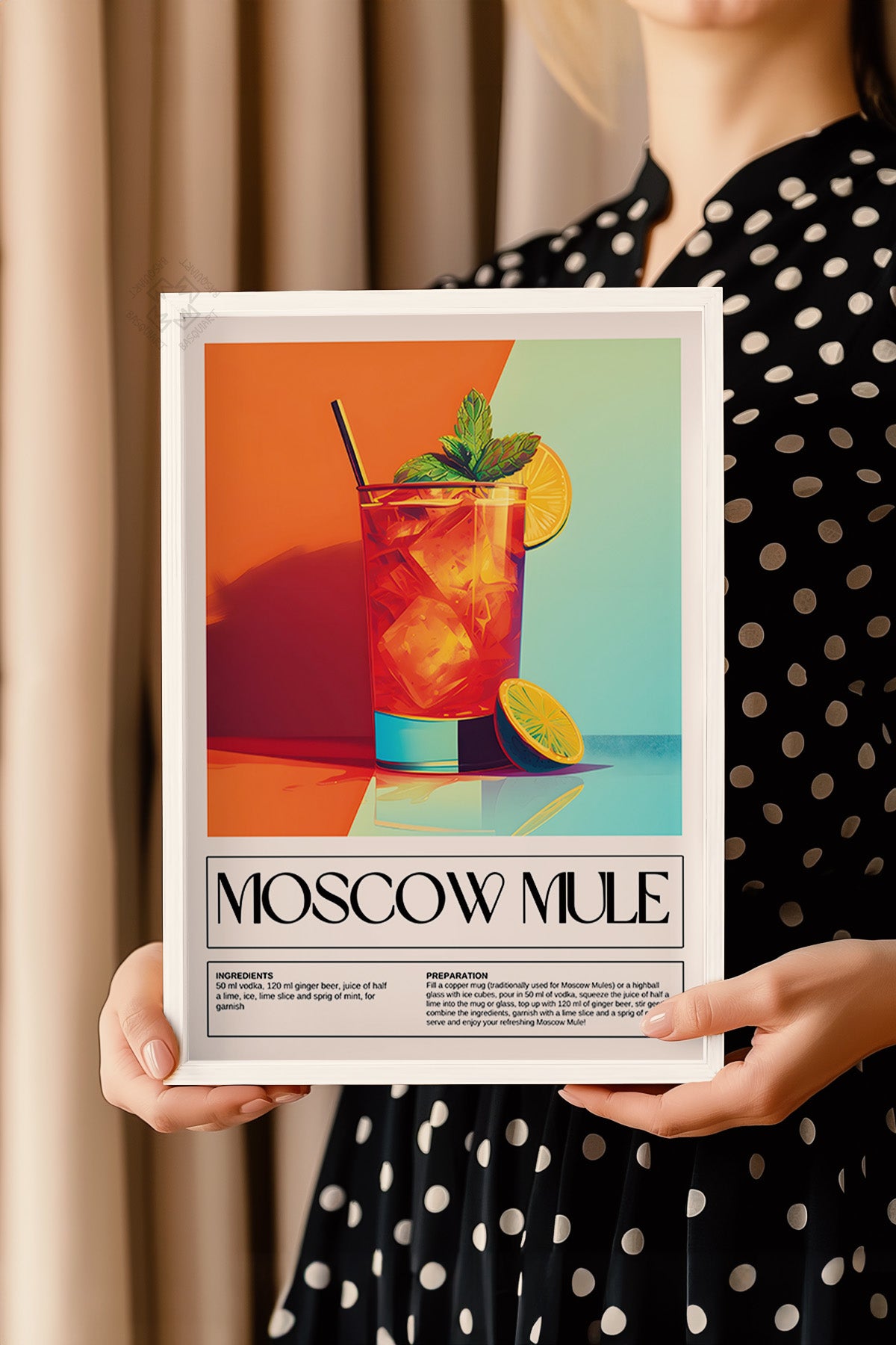 Kokteyl Serisi Beyaz Çerçeveli Poster, Tablo, Cafe, Restoran, Mutfak Duvar Dekoru No:11