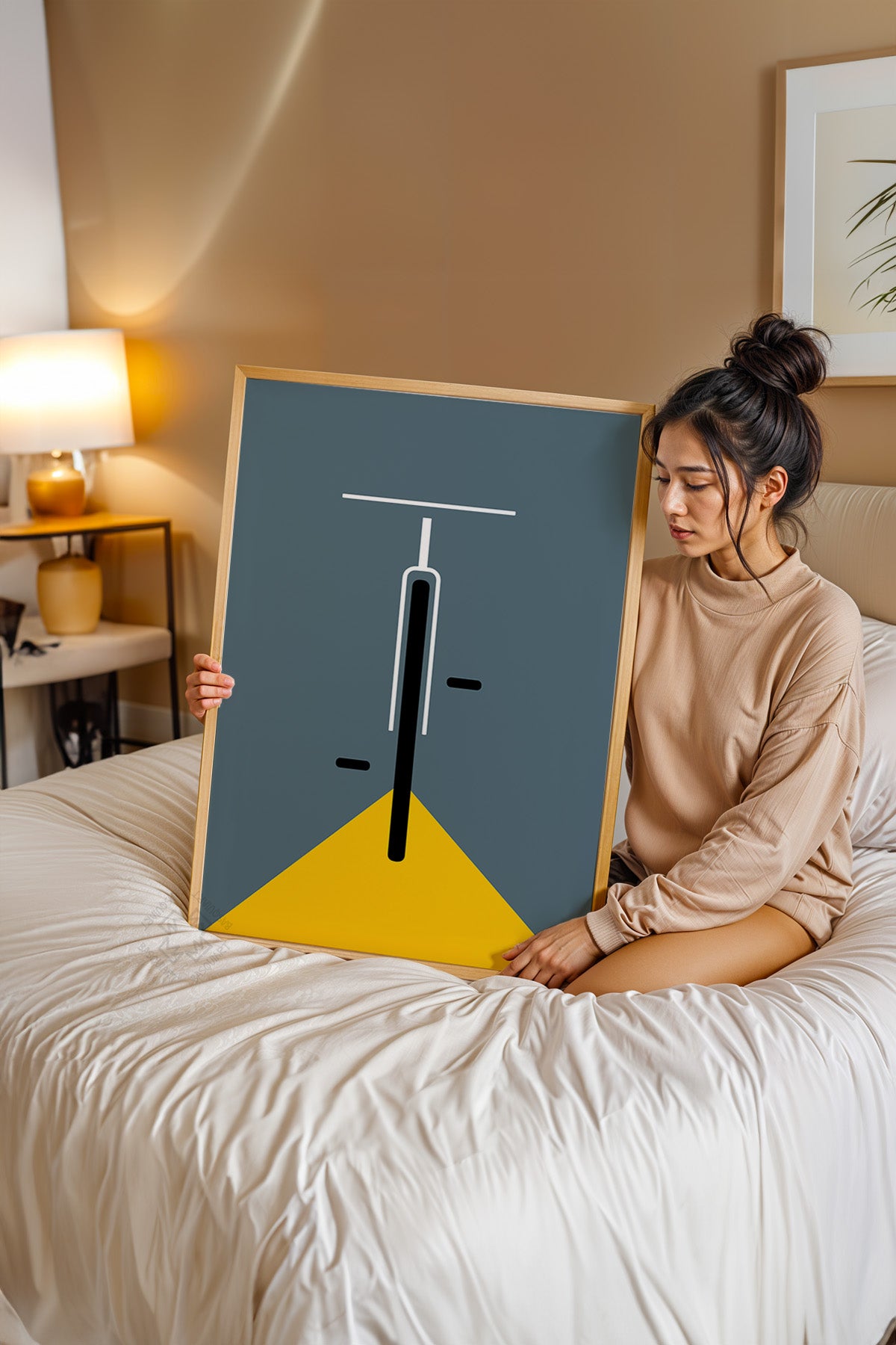 Bauhaus Serisi Ahşap Çerçeveli Poster, Tablo No:55