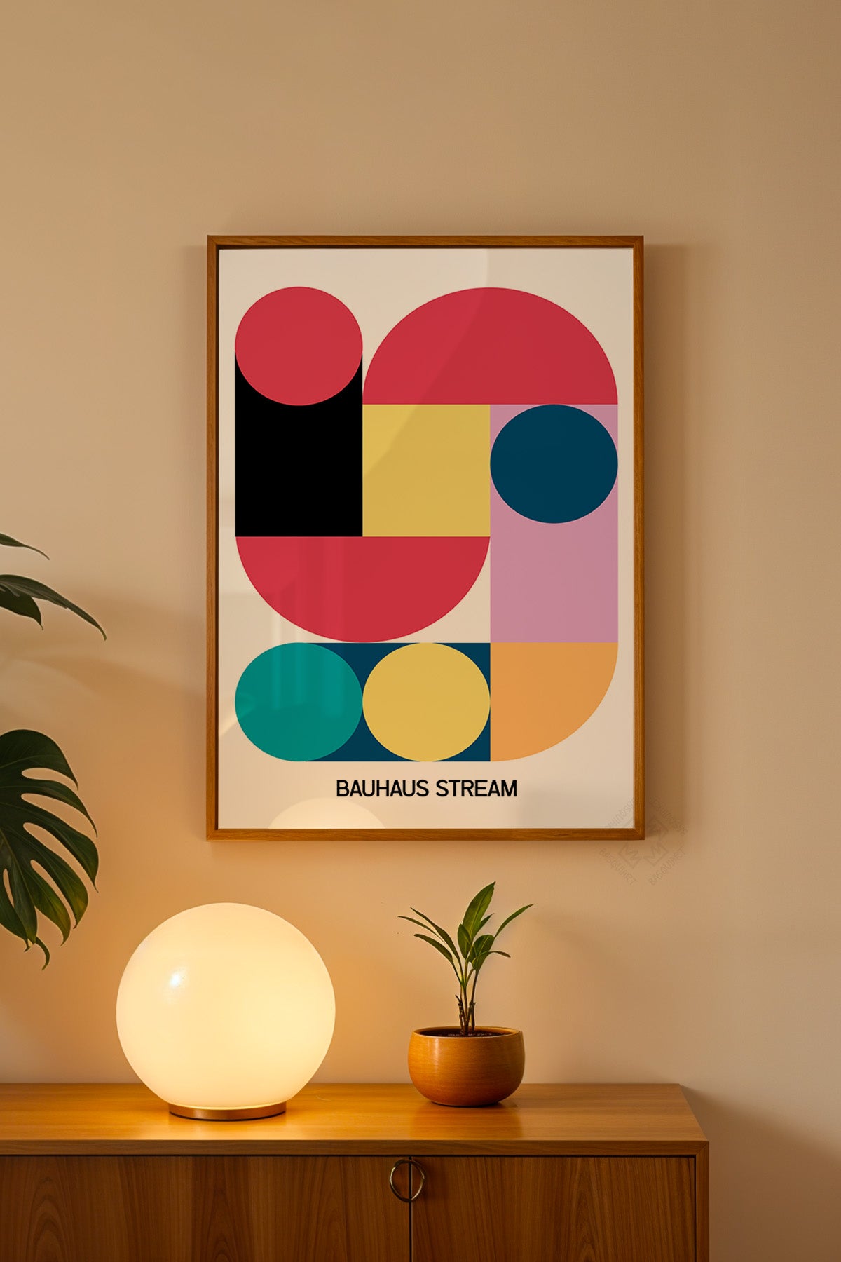 Bauhaus Serisi Ahşap Çerçeveli Poster, Tablo No:122