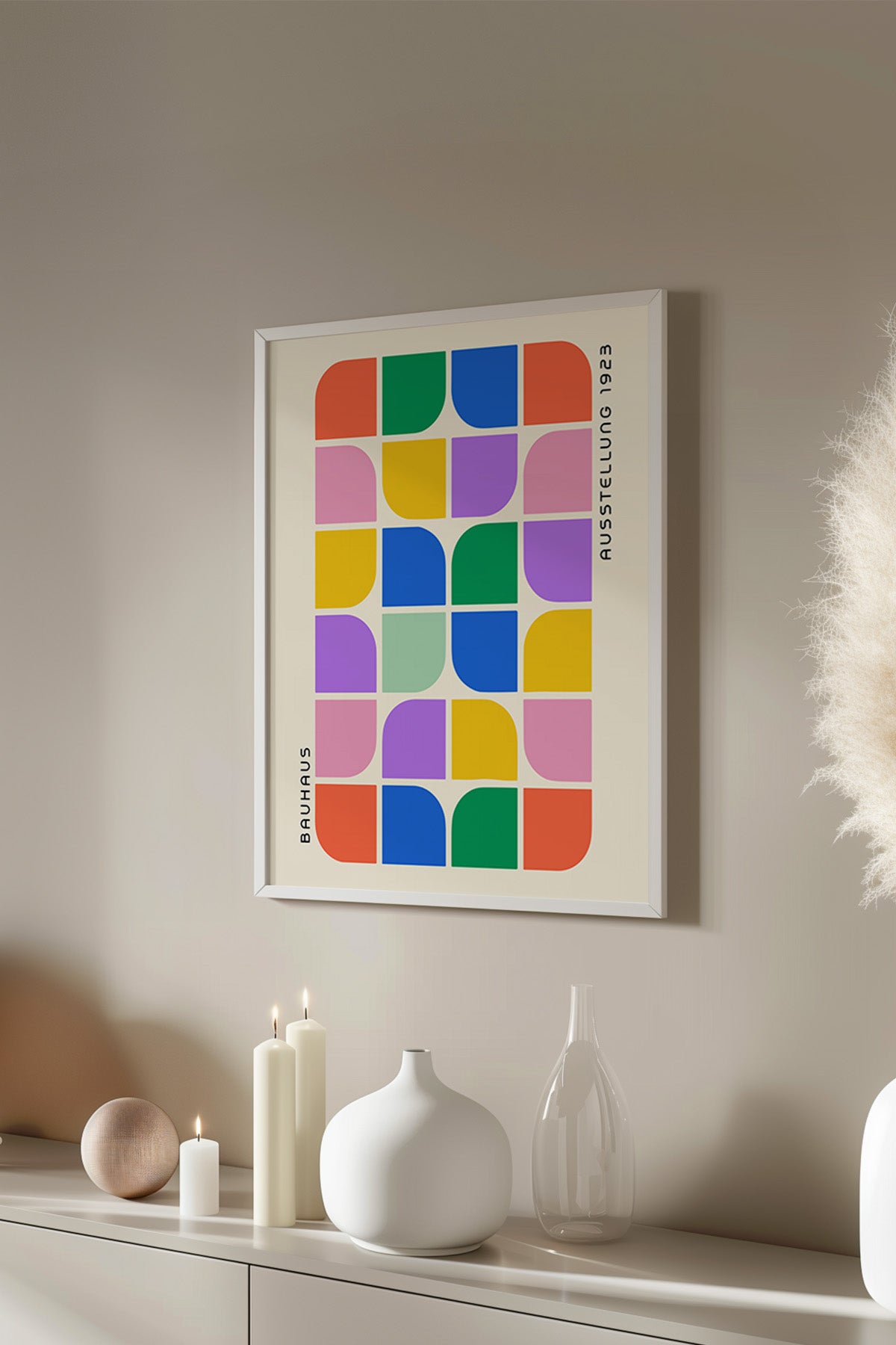 Bauhaus Serisi Beyaz Çerçeveli Poster, Tablo No:99
