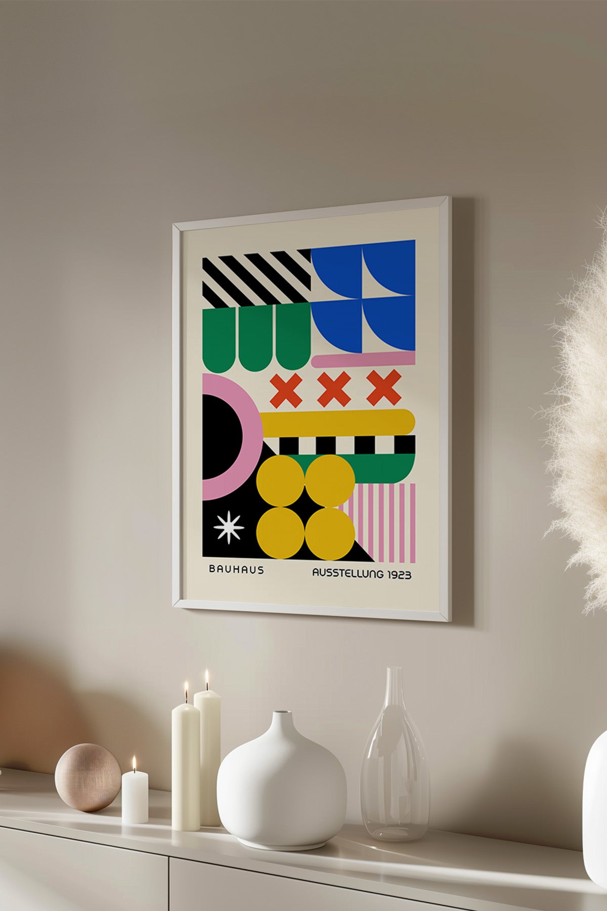 Bauhaus Serisi Beyaz Çerçeveli Poster, Tablo No:96