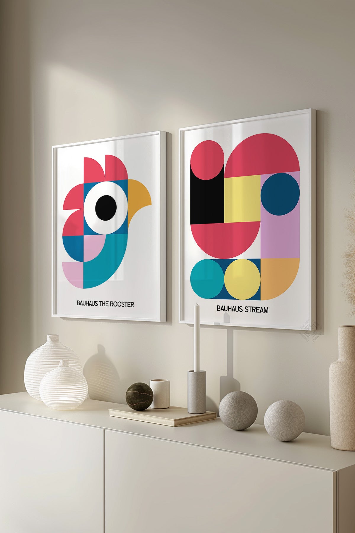 Bauhaus 2'li Beyaz Çerçeveli Poster, Tablo Seti No:30