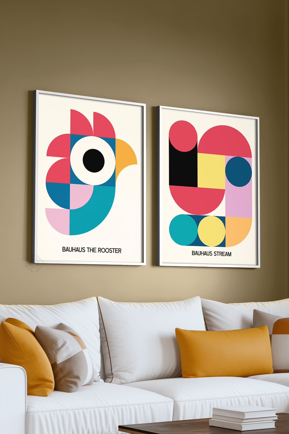 Bauhaus 2'li Beyaz Çerçeveli Poster, Tablo Seti No:30