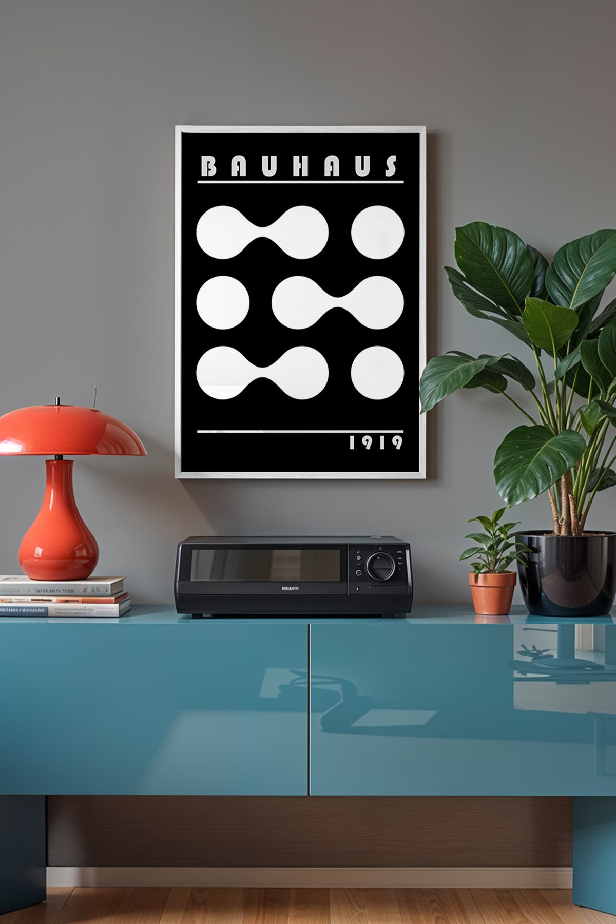 Bauhaus Serisi Beyaz Çerçeveli Poster, Tablo No:52