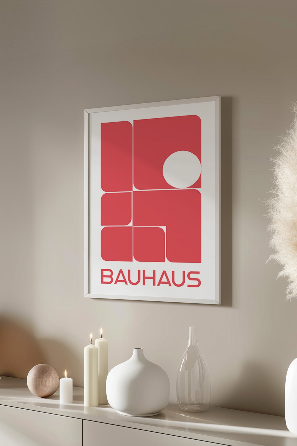 Bauhaus Serisi Beyaz Çerçeveli Poster, Tablo No:84