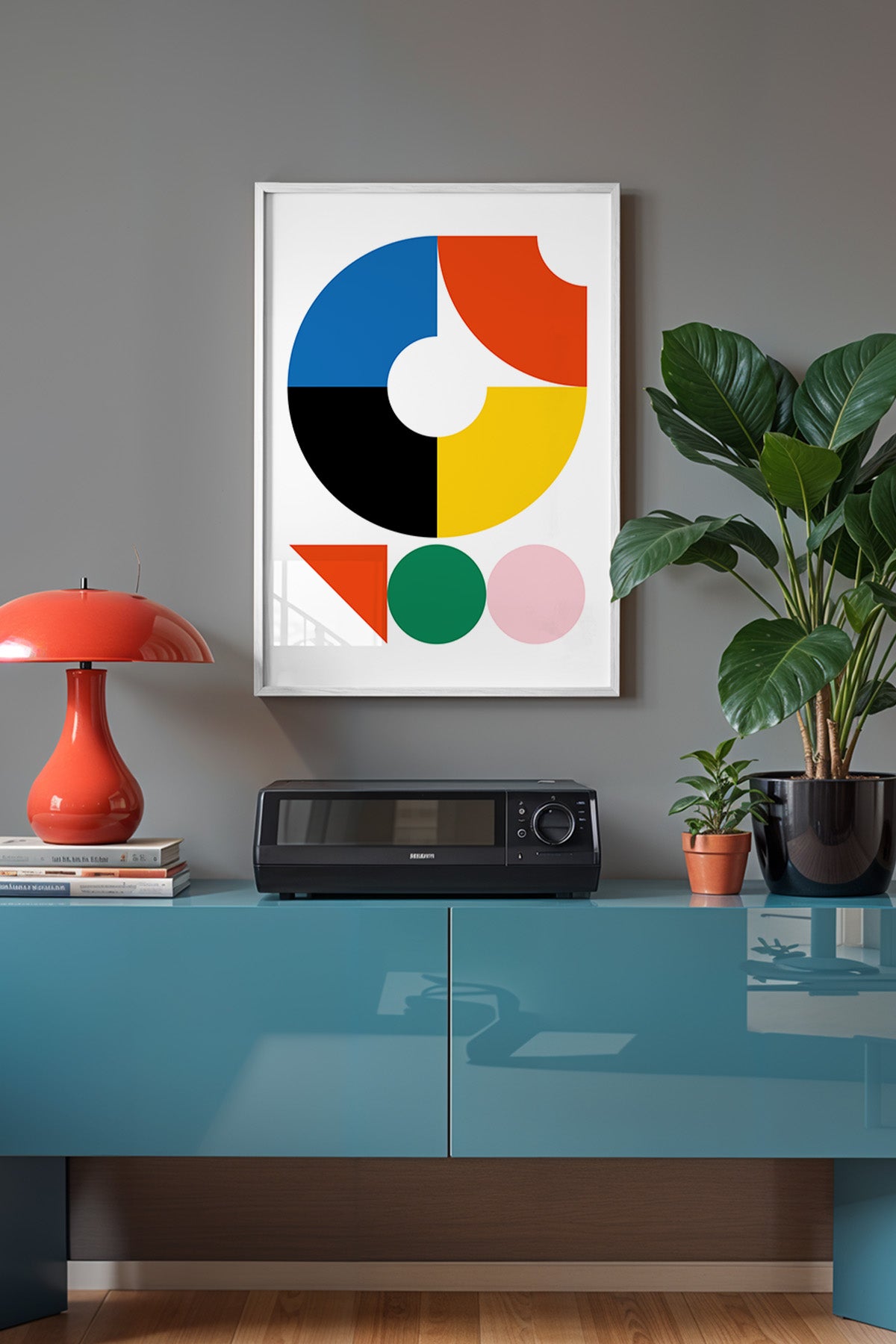 Bauhaus Serisi Beyaz Çerçeveli Poster, Tablo No:9