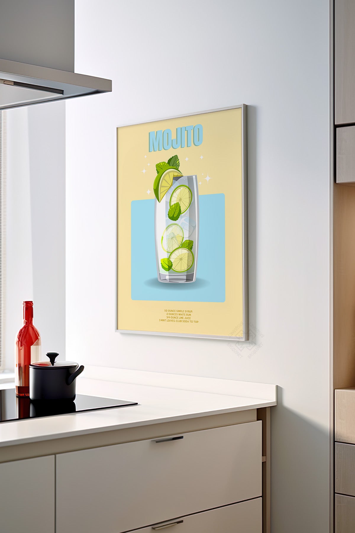 Kokteyl Serisi Beyaz Çerçeveli Poster, Tablo, Cafe, Restoran, Mutfak Duvar Dekoru No:56