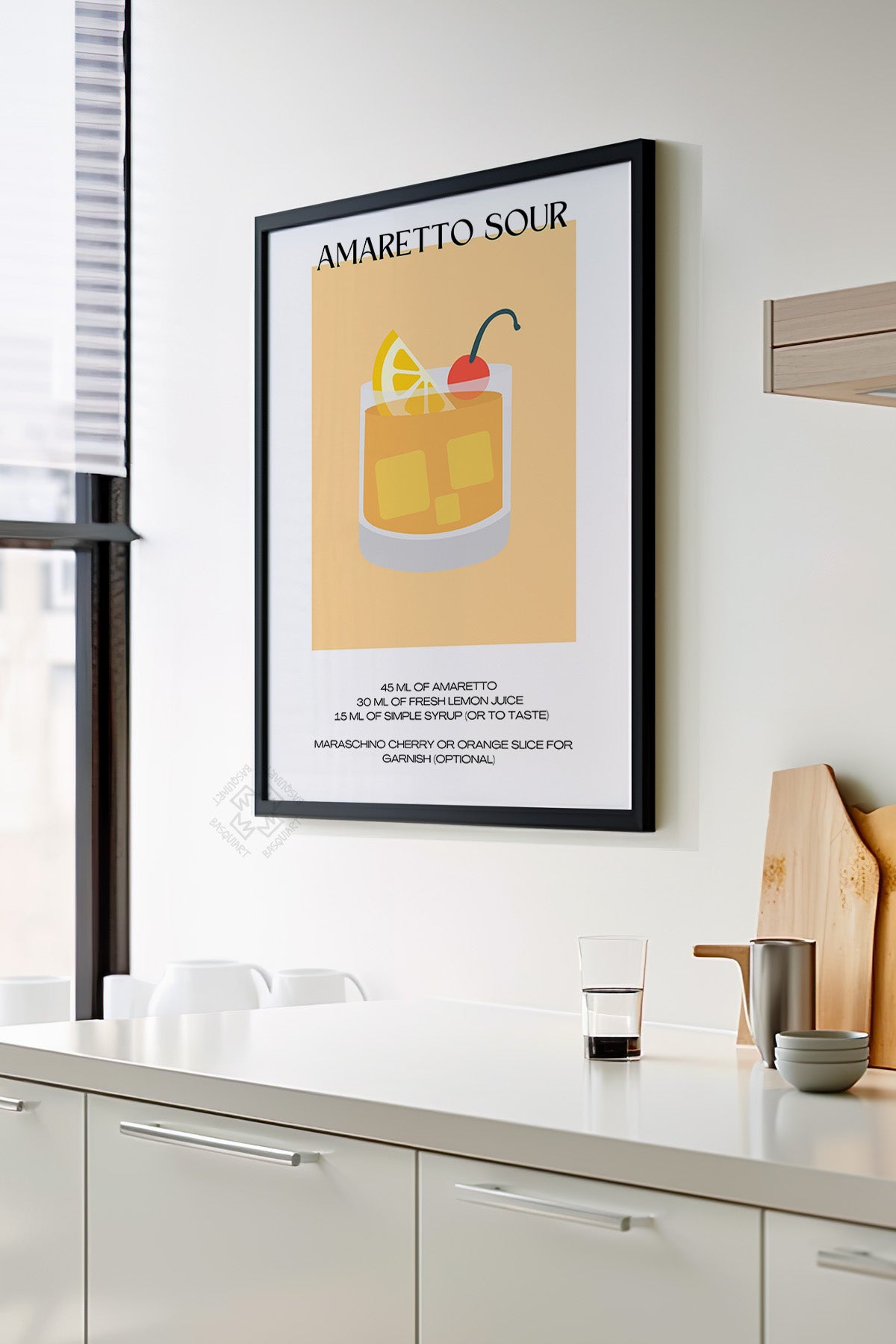 Kokteyl Serisi Siyah Çerçeveli Poster, Tablo, Cafe, Restoran, Mutfak Duvar Dekoru No:17
