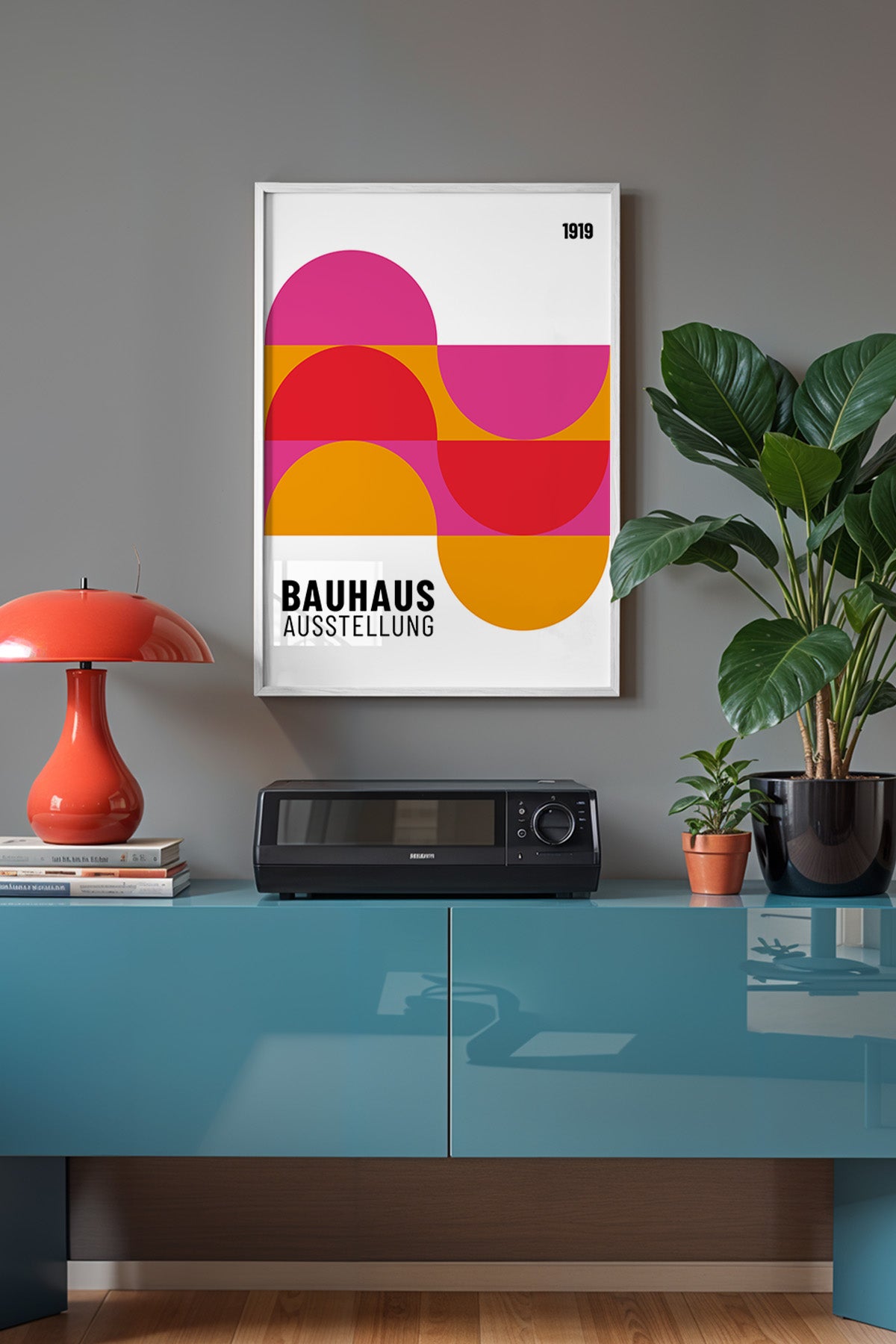 Bauhaus Serisi Beyaz Çerçeveli Poster, Tablo No:87