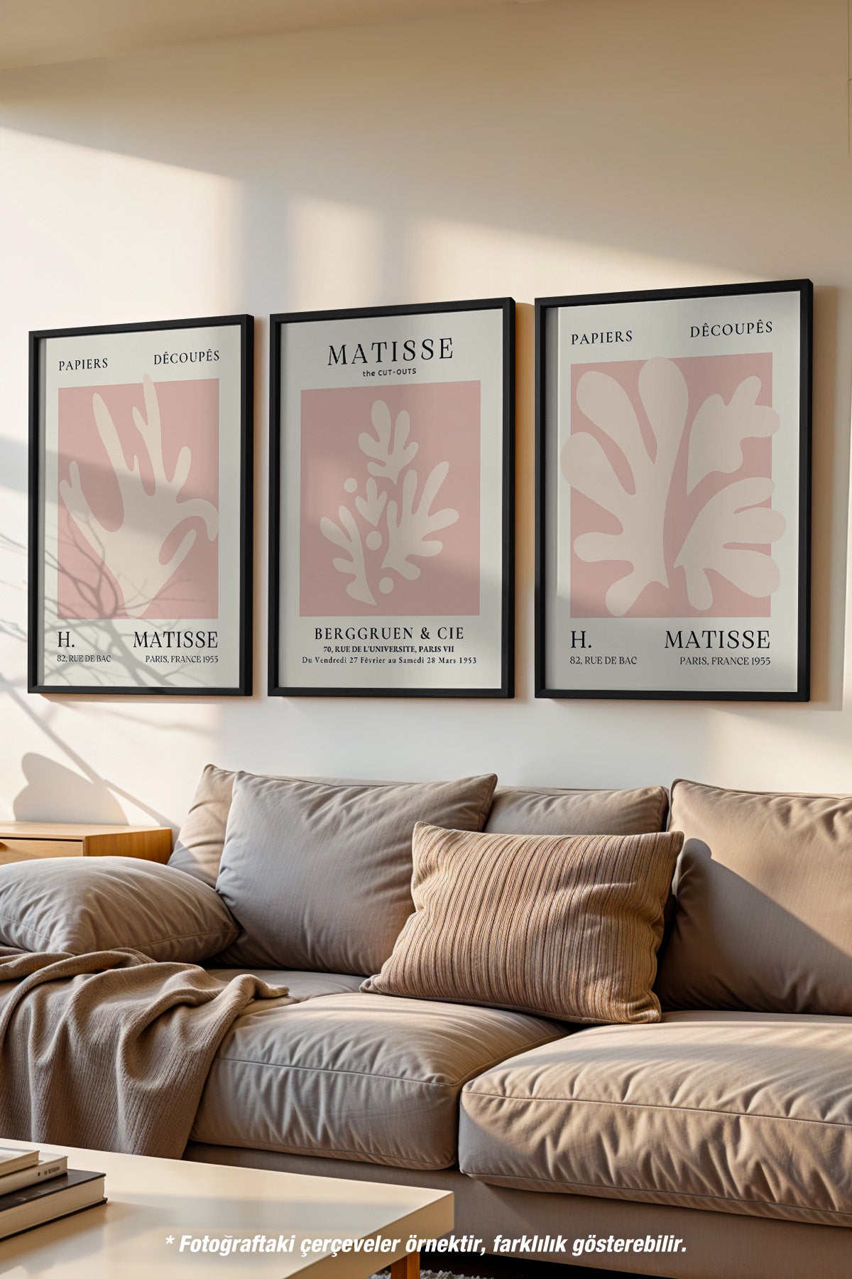 Matisse Minimal 3'lü Siyah Çerçeveli Poster, Tablo Seti No:21