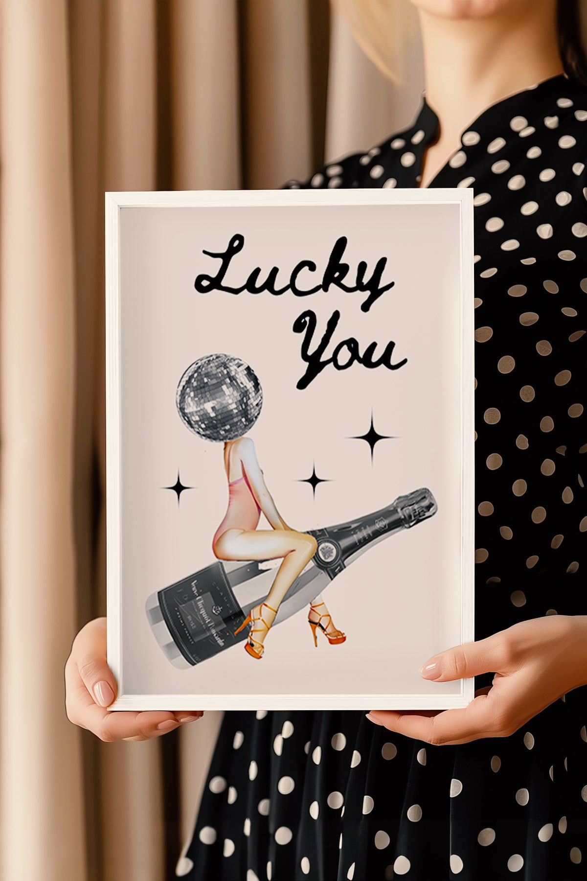 Lucky You Serisi Beyaz Çerçeveli Poster, Tablo Duvar Dekoru No:110