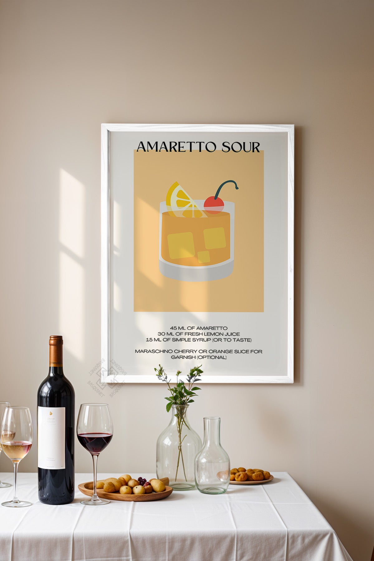 Kokteyl Serisi Beyaz Çerçeveli Poster, Tablo, Cafe, Restoran, Mutfak Duvar Dekoru No:17