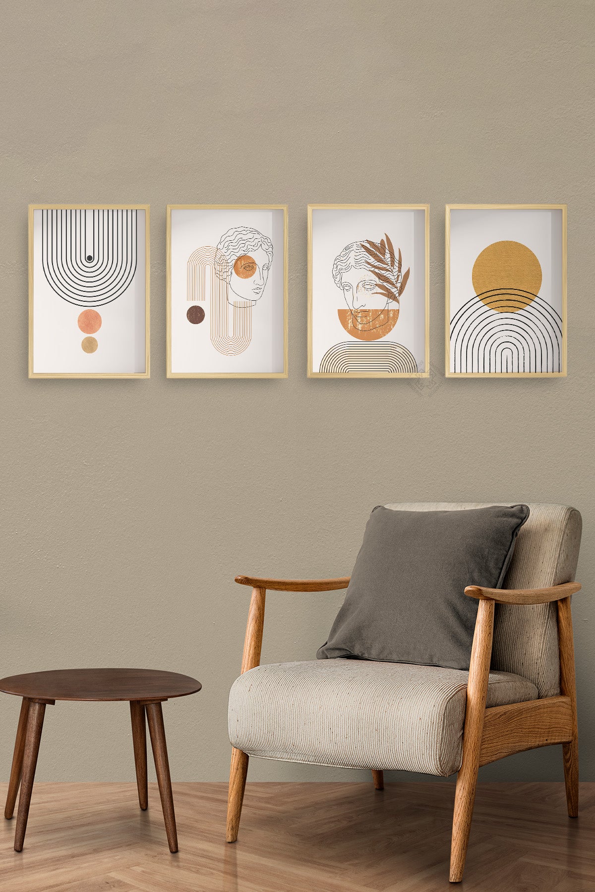Bohemian 4'lü Ahşap Çerçeveli Poster, Tablo Seti No:17
