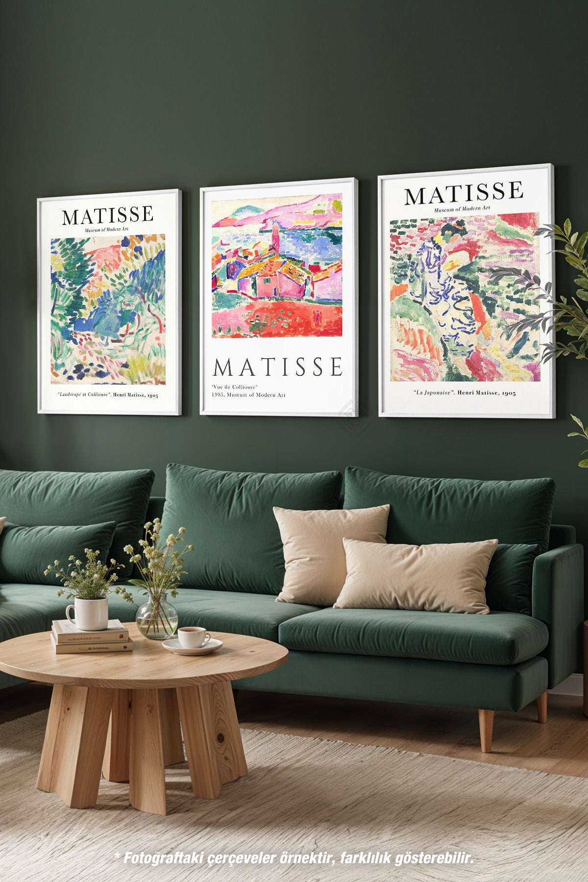 Dekoratif Matisse 3'lü Beyaz Çerçeveli Poster, Tablo Seti No:37