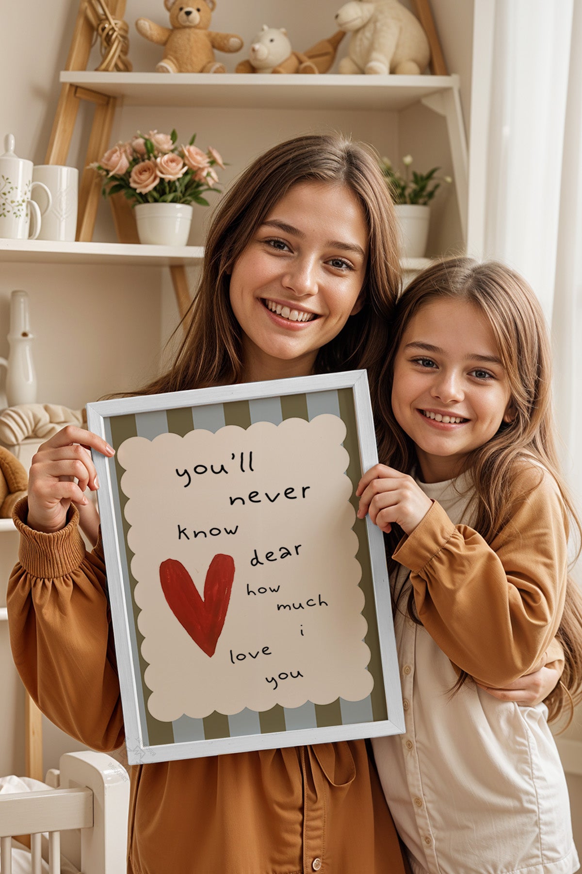 Çocuk Odası, Bebek Odası Beyaz Çerçeveli Poster, Tablo No:200
