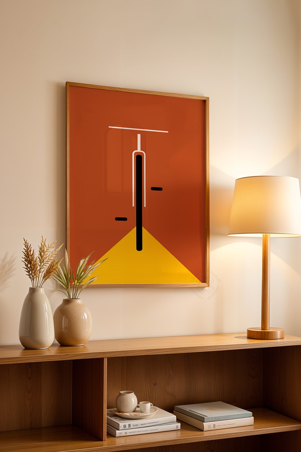 Bauhaus Serisi Ahşap Çerçeveli Poster, Tablo No:57