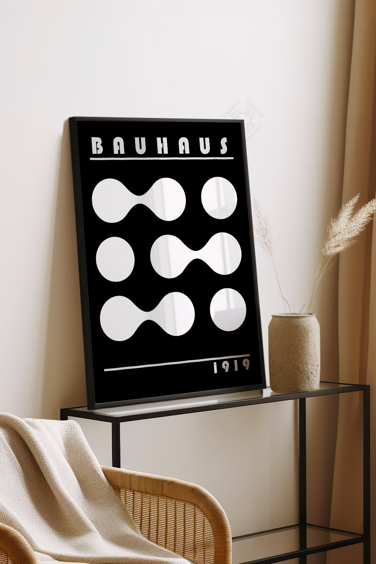 Bauhaus Serisi Siyah Çerçeveli Poster, Tablo No:52