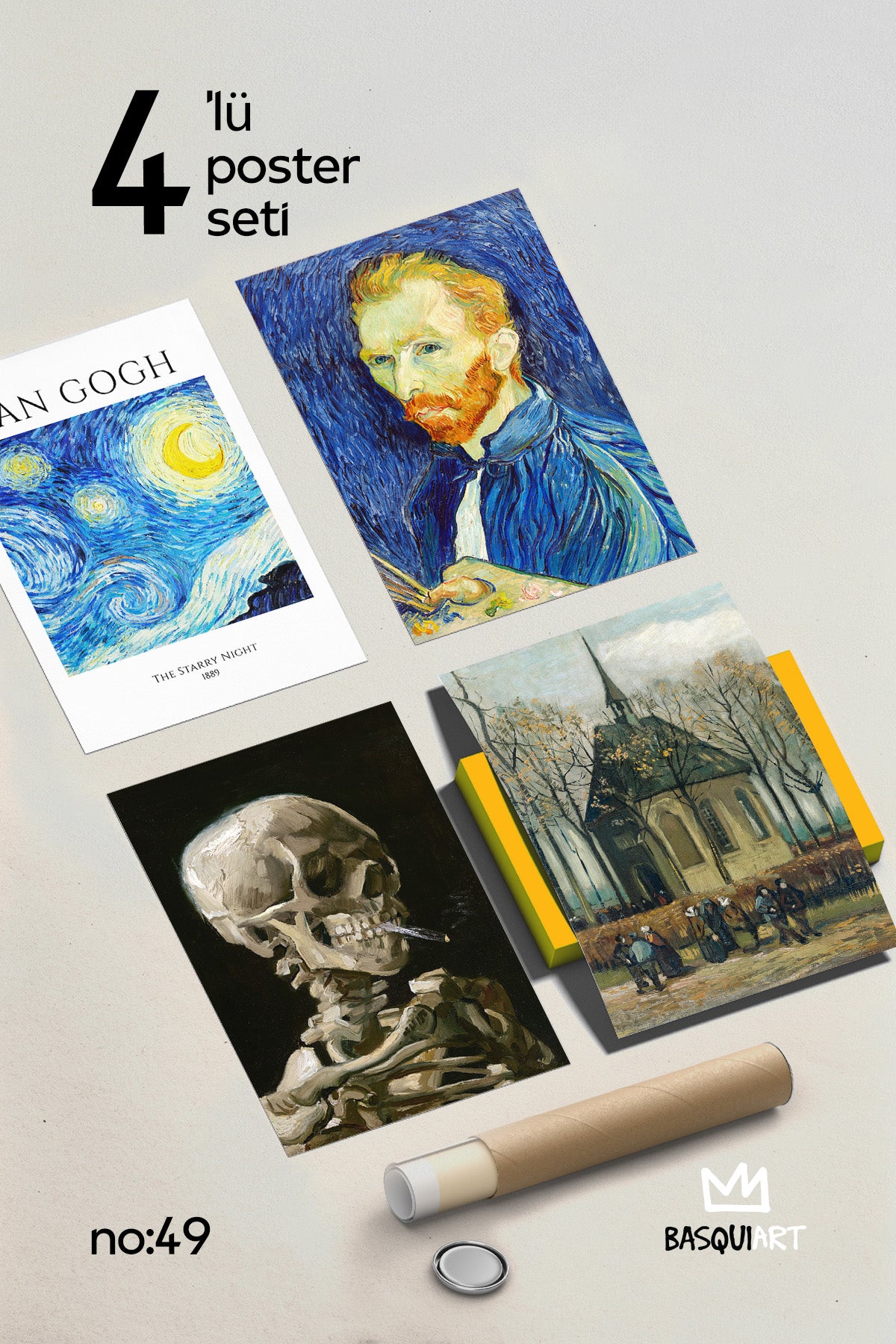 Van Gogh Sanatsal 4'lü Poster Seti, Duvar Dekoru No:49