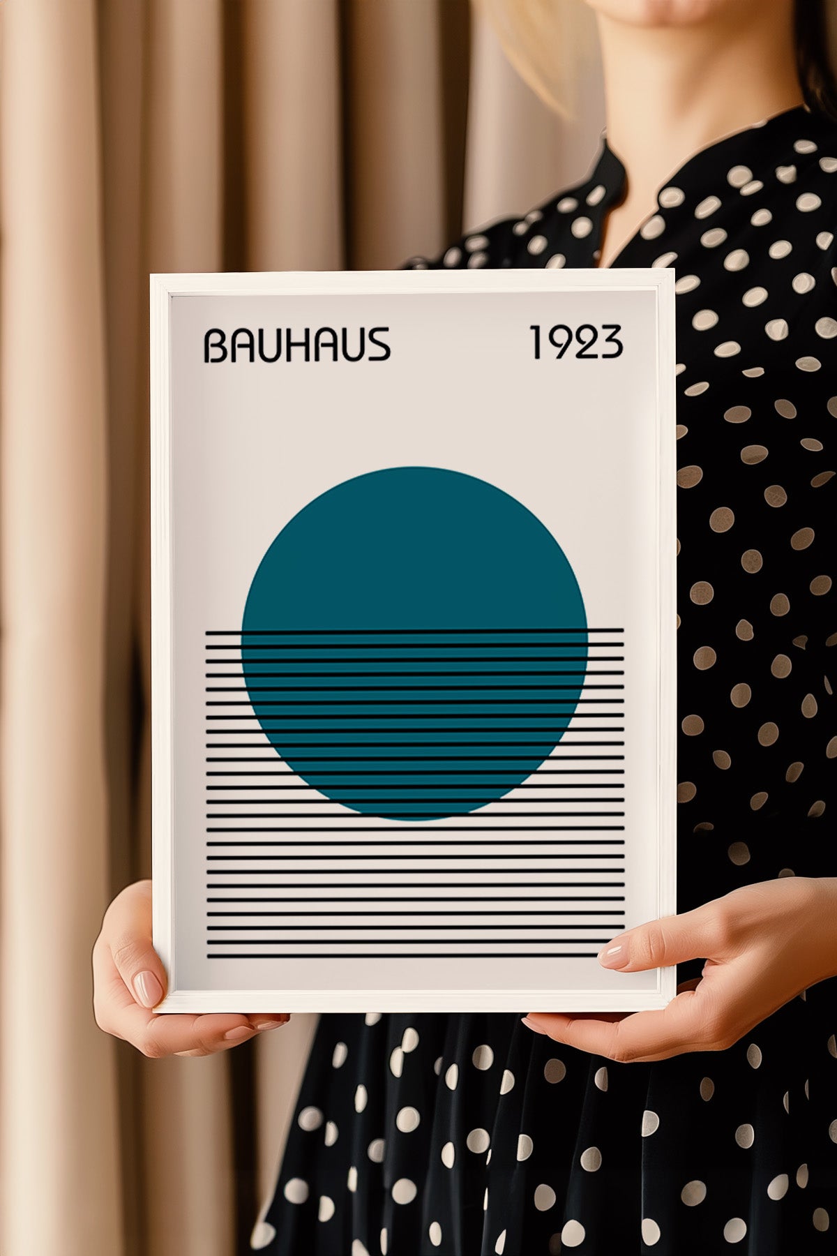 Bauhaus Serisi Beyaz Çerçeveli Poster, Tablo No:39