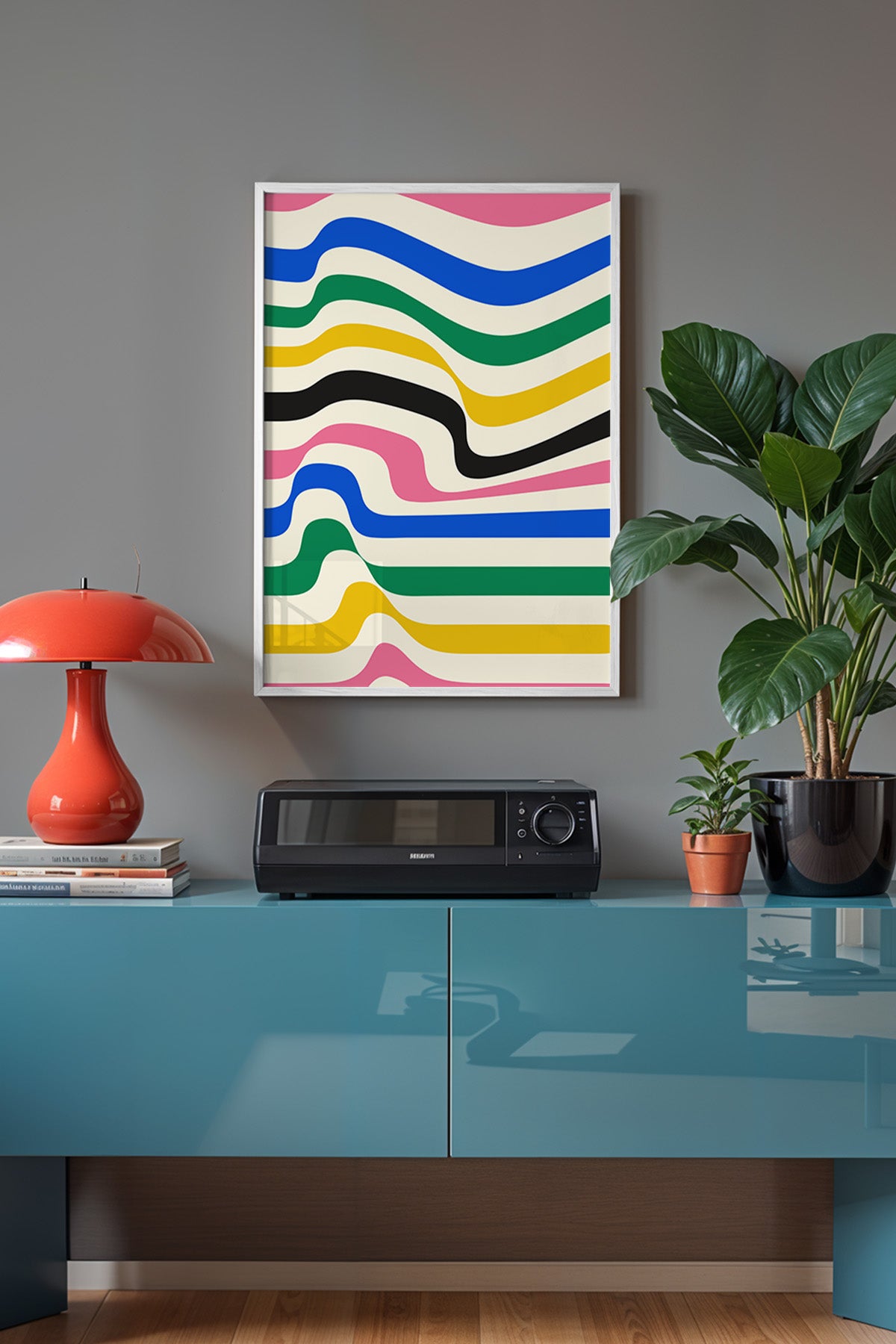 Bauhaus Serisi Beyaz Çerçeveli Poster, Tablo No:36
