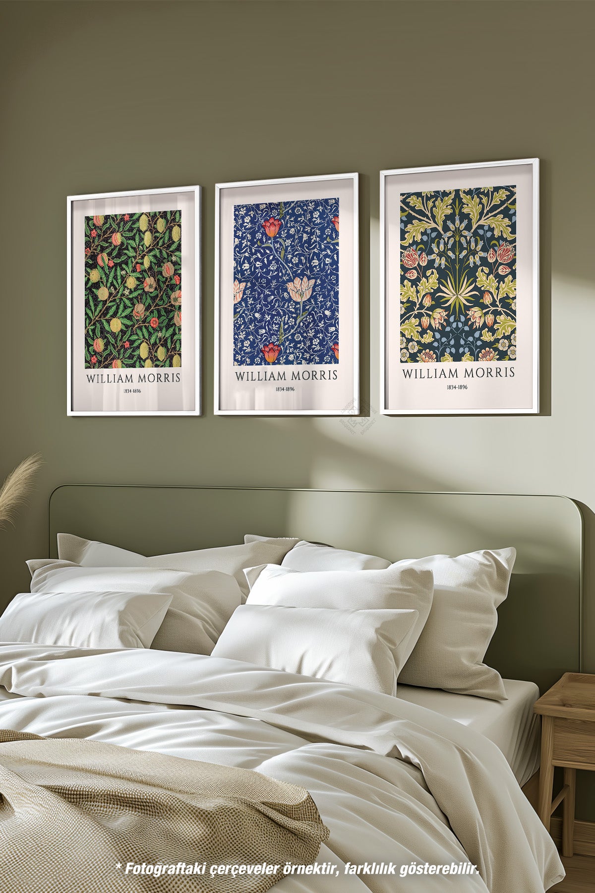 Morris 3'lü Beyaz Çerçeveli Poster, Tablo Seti No:45