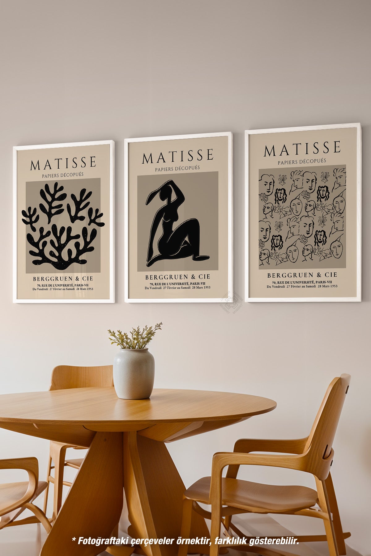 Matisse Bohem 3'lü Beyaz Çerçeveli Poster, Tablo Seti No:24
