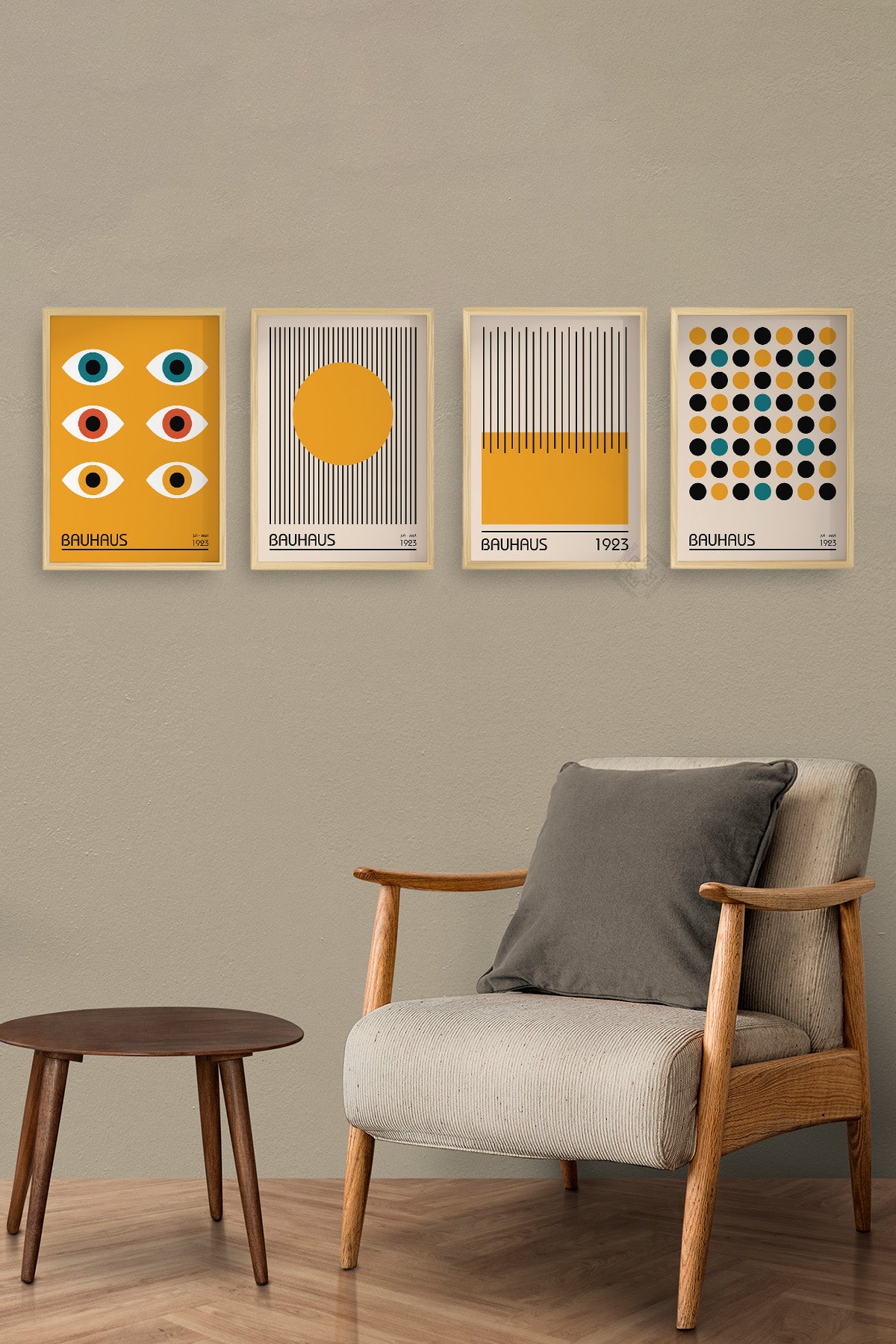 Bauhaus 4'lü Ahşap Çerçeveli Poster, Tablo Seti No:31