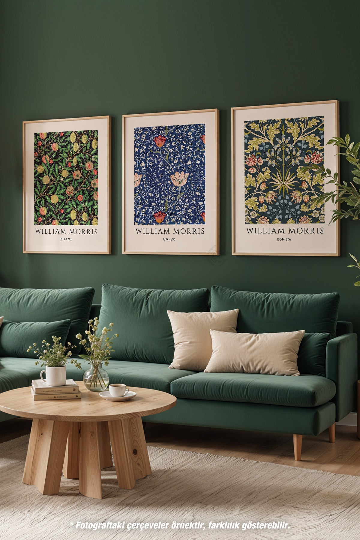 Morris 3'lü Ahşap Çerçeveli Poster, Tablo Seti No:45
