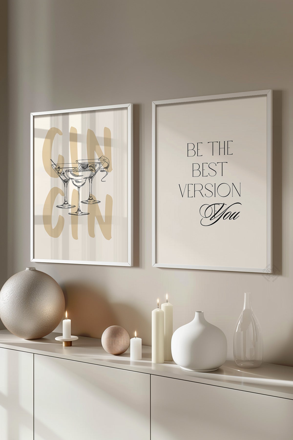 Bohem 2'li Beyaz Çerçeveli Poster, Tablo Seti No:4