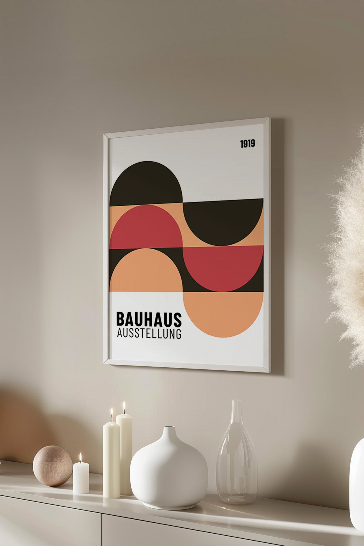 Bauhaus Serisi Beyaz Çerçeveli Poster, Tablo No:88