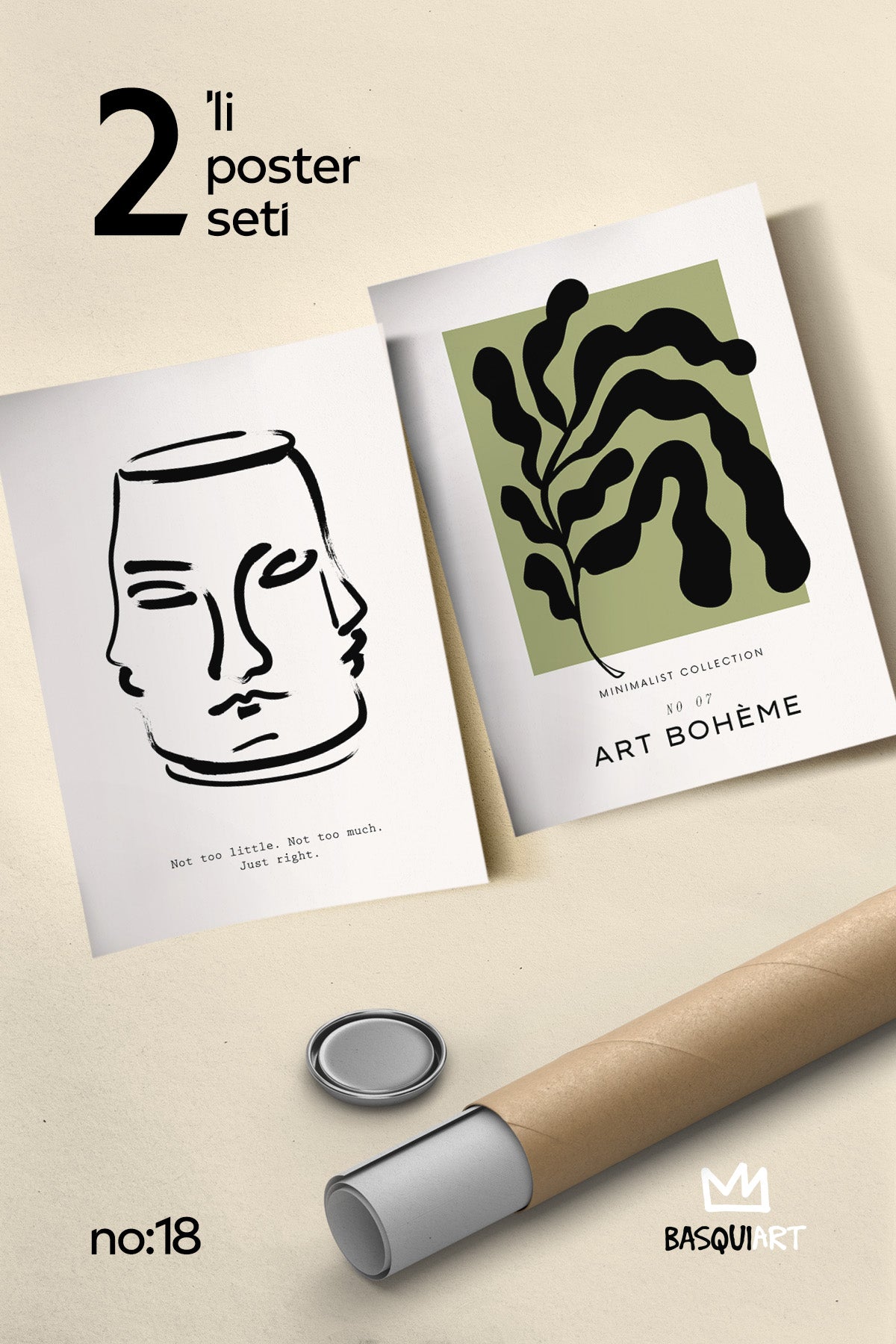Bohem Minimalist 2'li Poster Seti, Duvar Dekoru No:18