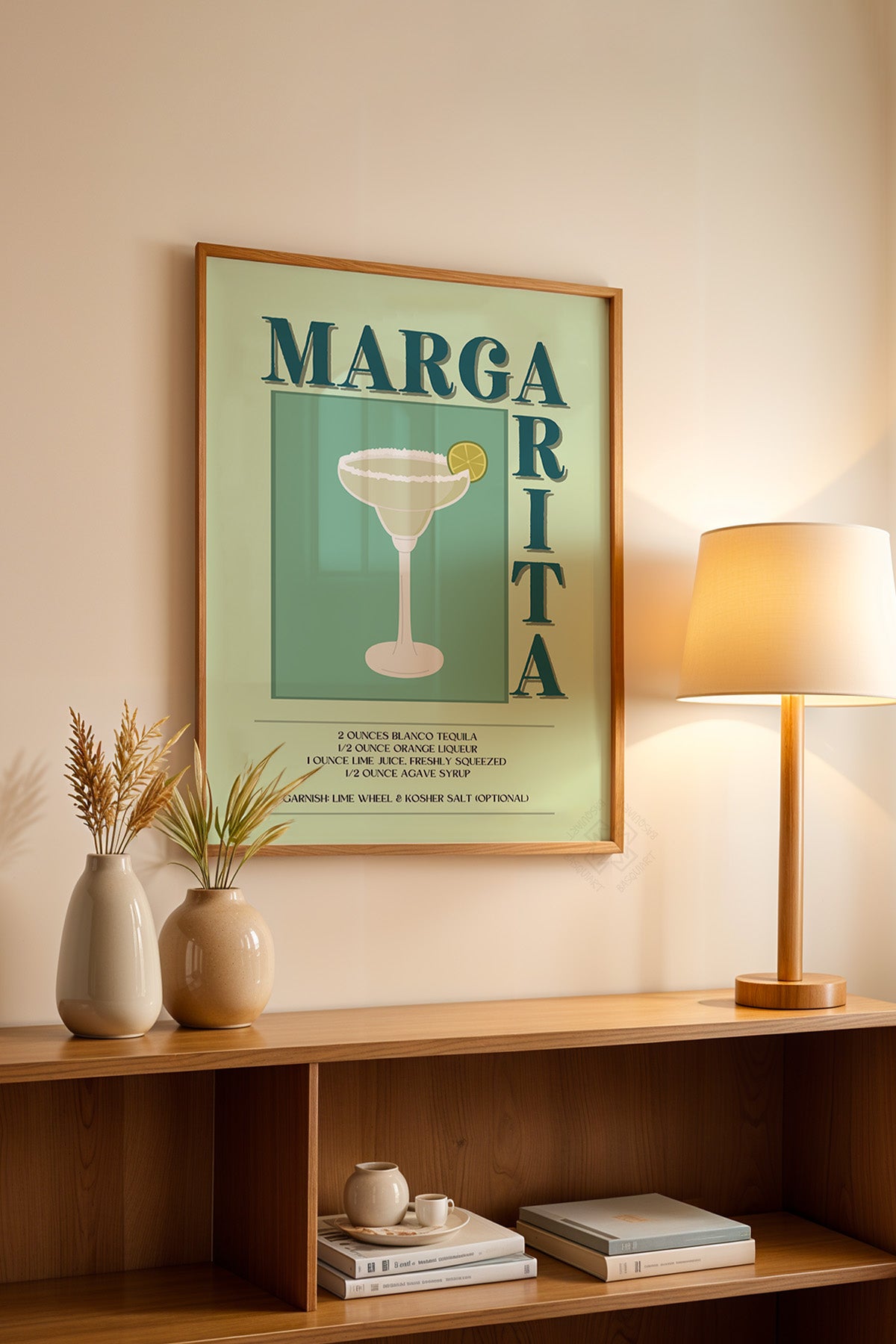Kokteyl Serisi Ahşap Çerçeveli Poster, Tablo, Cafe, Restoran, Mutfak Duvar Dekoru No:54