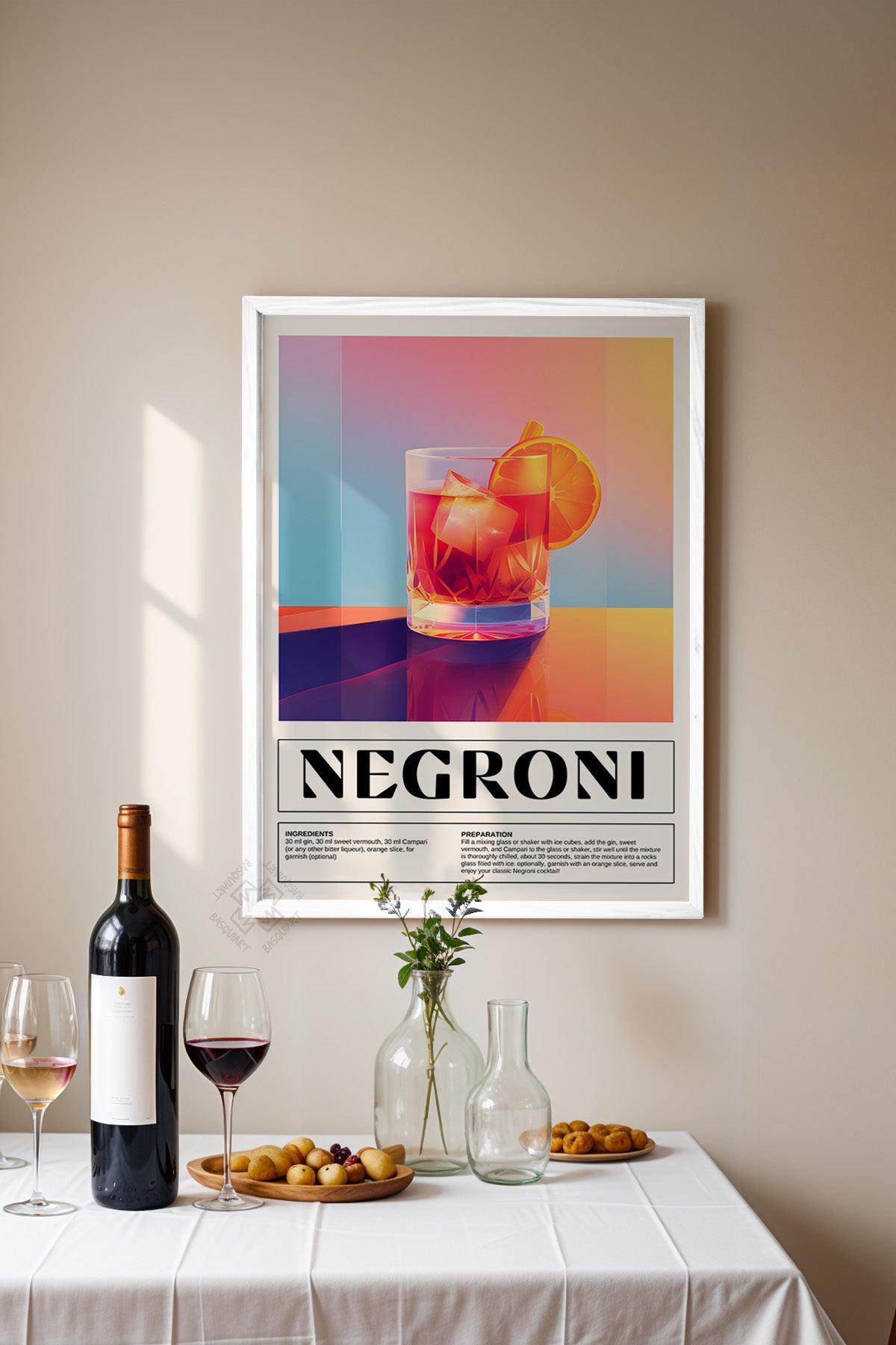 Kokteyl Serisi Beyaz Çerçeveli Poster, Tablo, Cafe, Restoran, Mutfak Duvar Dekoru No:2