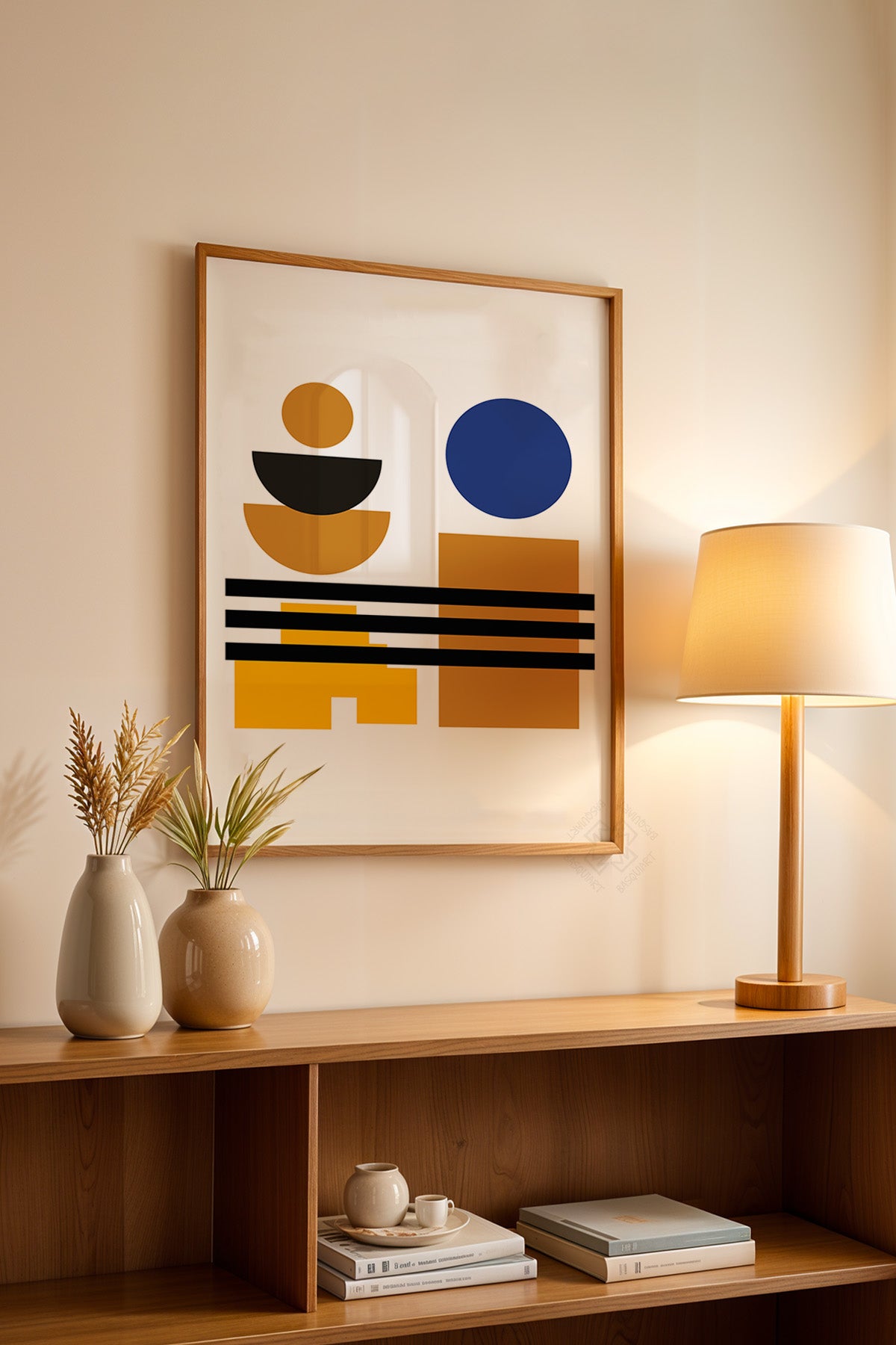 Bauhaus Serisi Ahşap Çerçeveli Poster, Tablo No:103