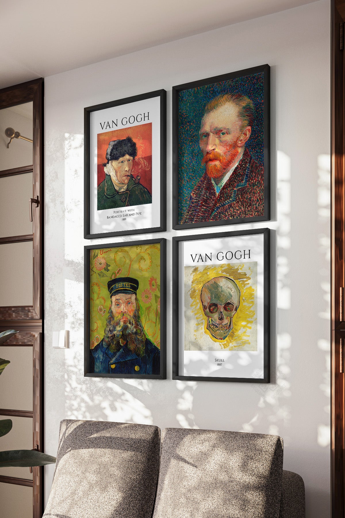 Van Gogh Sanatsal 4'lü Siyah Çerçeveli Poster, Tablo Seti No:50