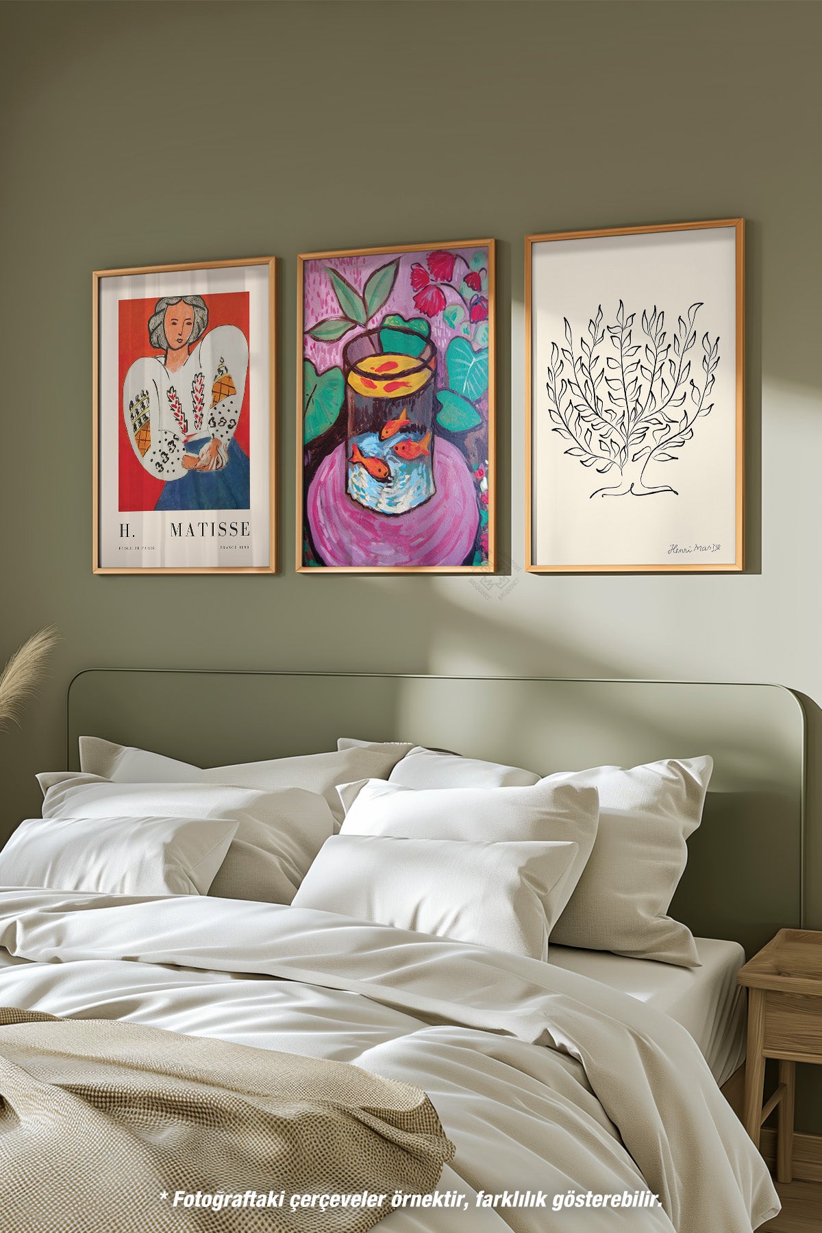 Henri Matisse Sanatsal 3'lü Ahşap Çerçeveli Poster, Tablo Seti No:20