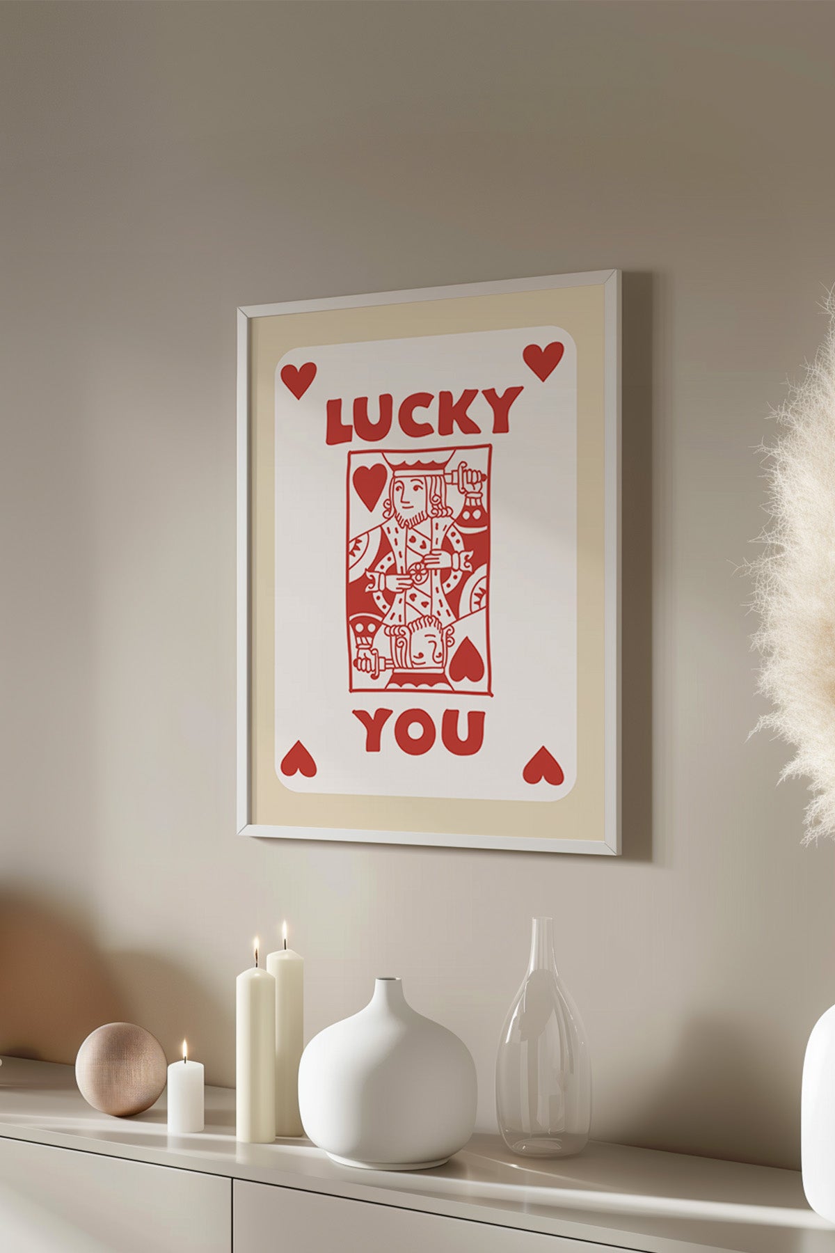 Lucky You Serisi Beyaz Çerçeveli Poster, Tablo Duvar Dekoru No:62