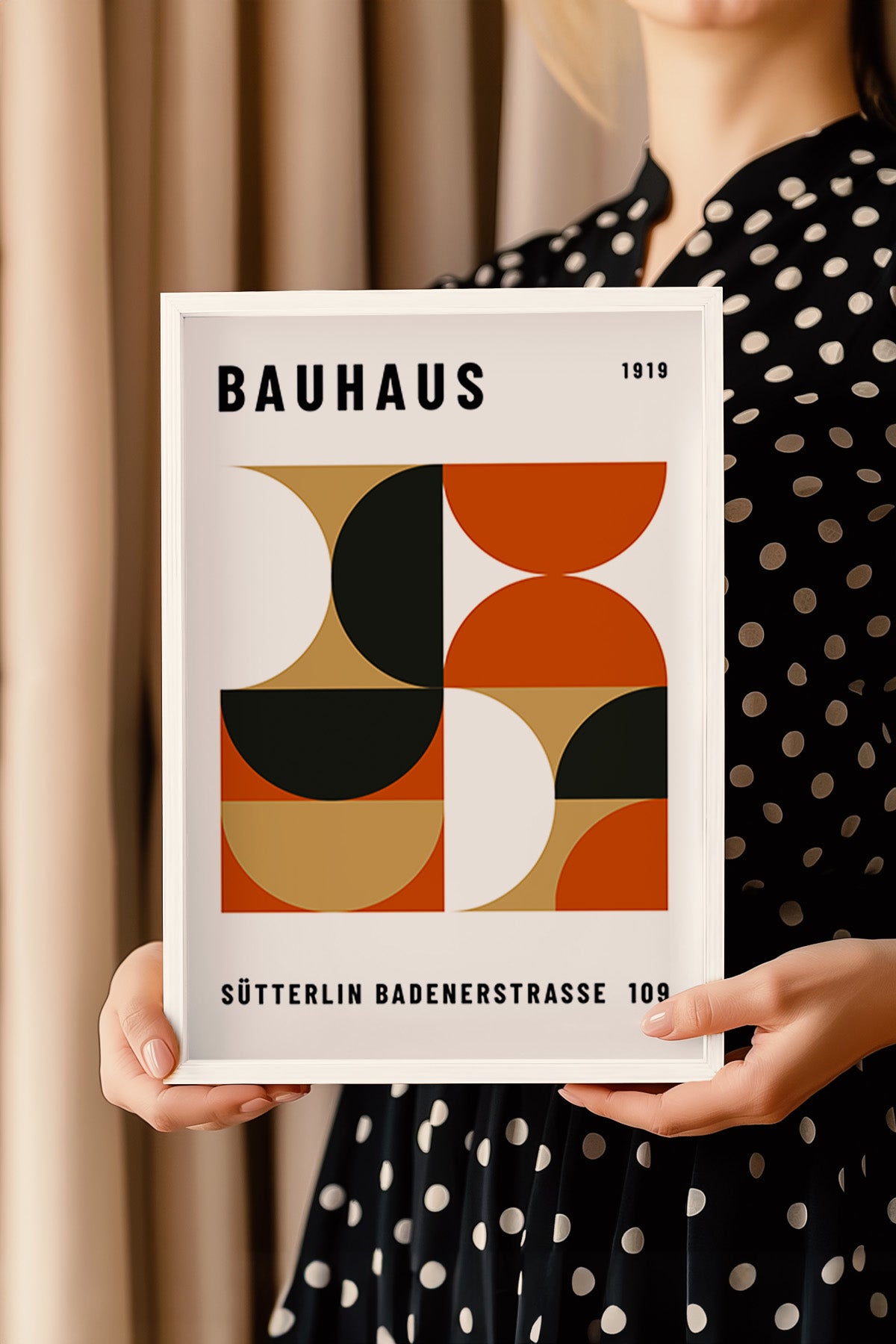 Bauhaus Serisi Beyaz Çerçeveli Poster, Tablo No:90