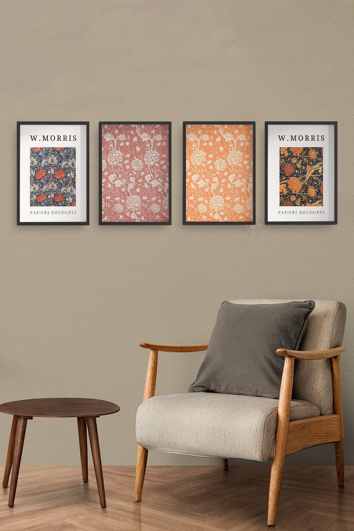Morris 4'lü Siyah Çerçeveli Poster, Tablo Seti No:43