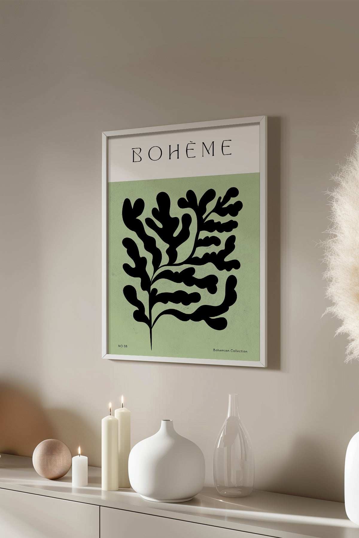 Bohemian Serisi Beyaz Çerçeveli Poster, Tablo No:56
