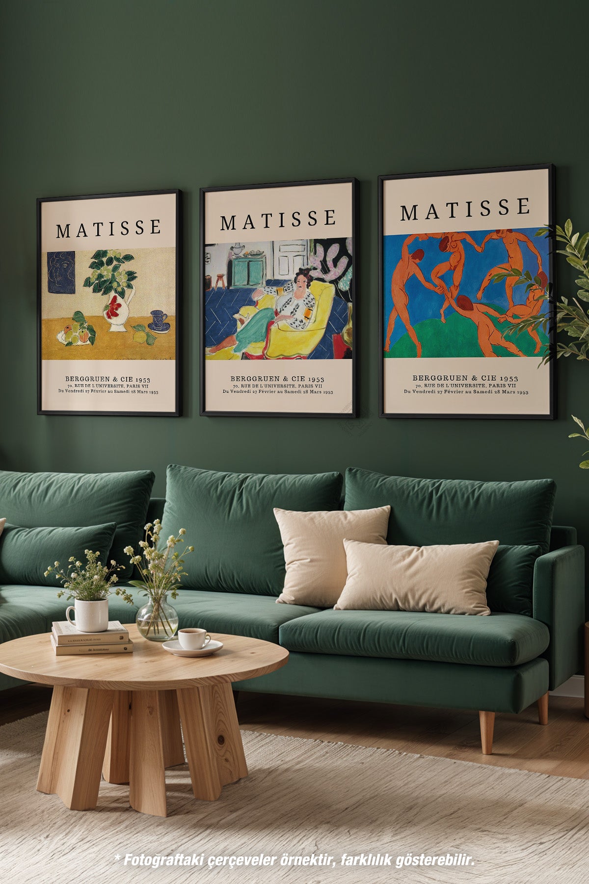 Matisse Vintage 3'lü Siyah Çerçeveli Poster, Tablo Seti No:14