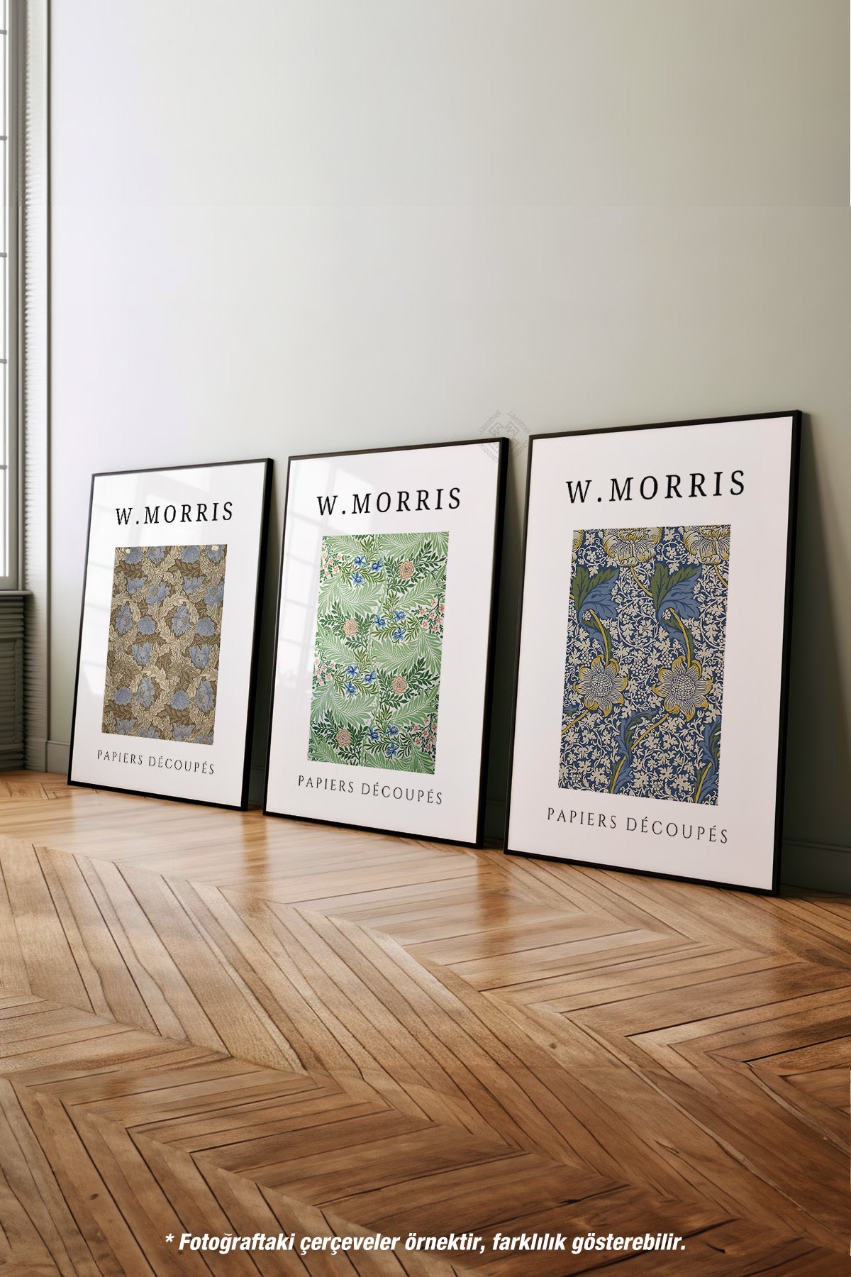 William Morris 3'lü Siyah Çerçeveli Poster, Tablo Seti No:6