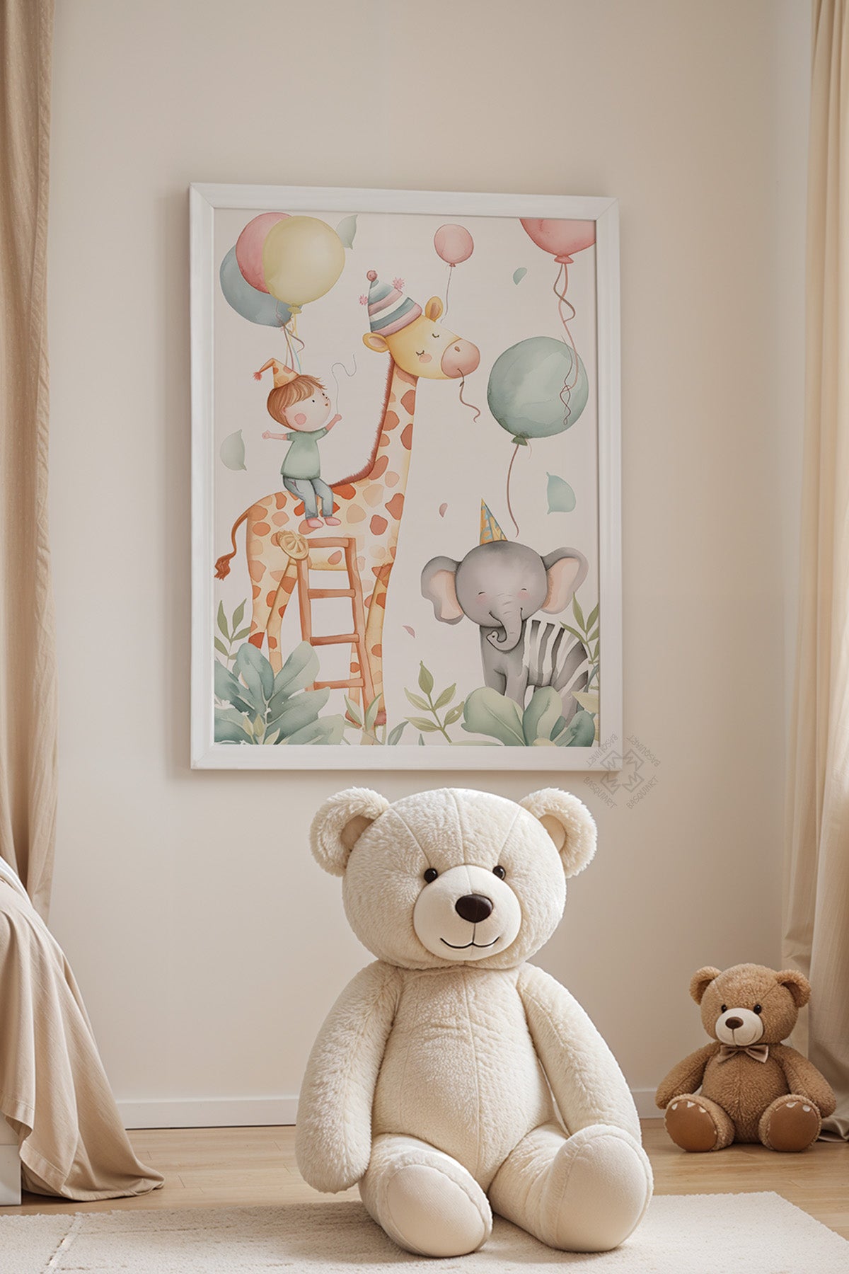Çocuk Odası, Bebek Odası Beyaz Çerçeveli Poster, Tablo No:77