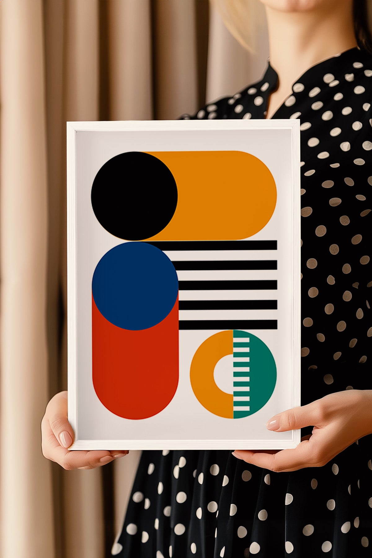 Bauhaus Serisi Beyaz Çerçeveli Poster, Tablo No:4