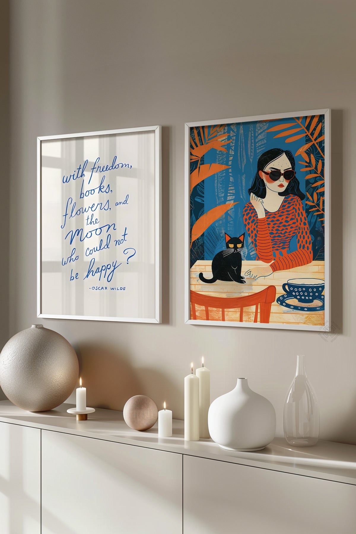 Oscar Wilde 2'li Beyaz Çerçeveli Poster, Sanatsal Tablo Seti No:3