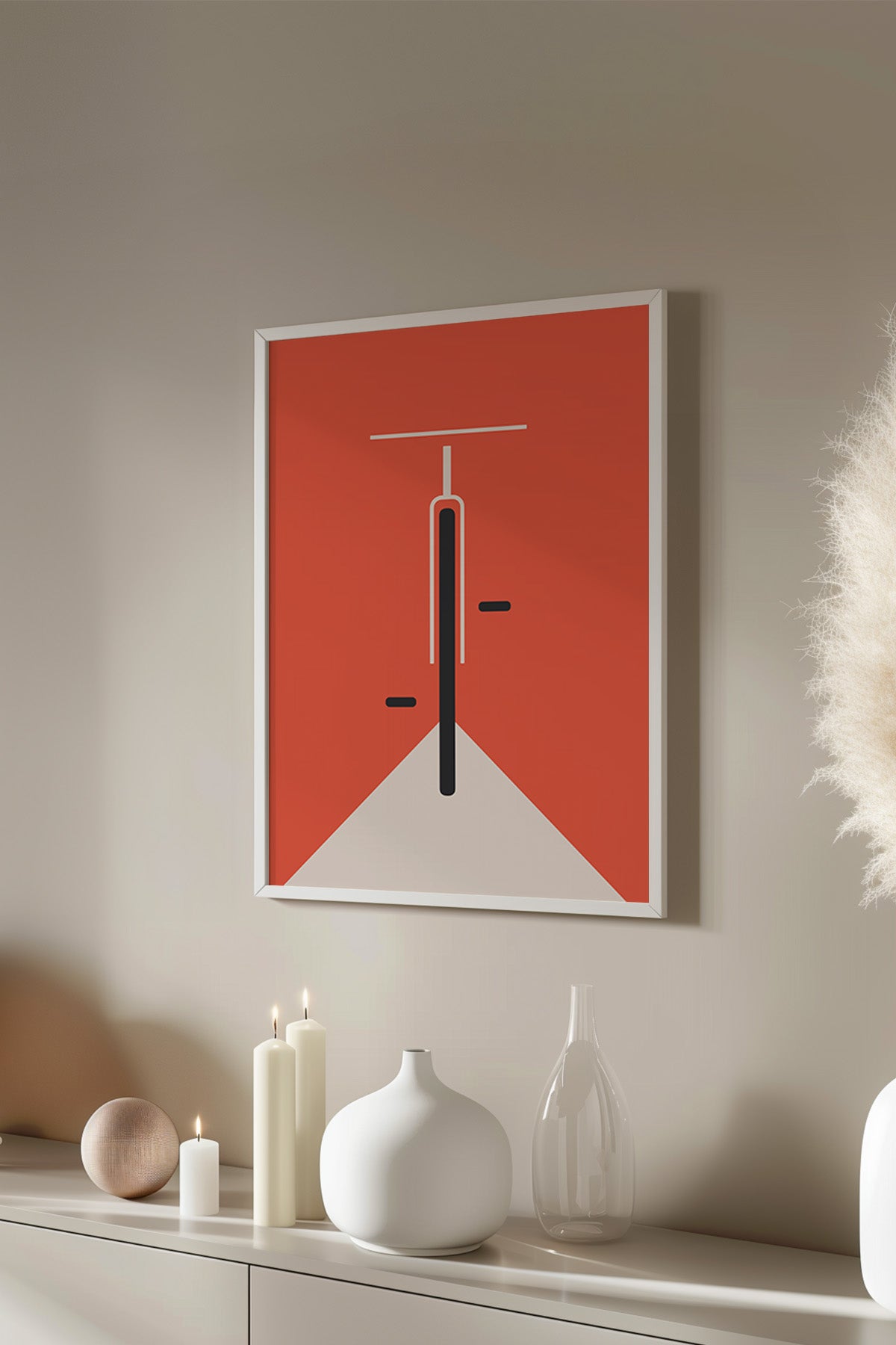 Bauhaus Serisi Beyaz Çerçeveli Poster, Tablo No:58