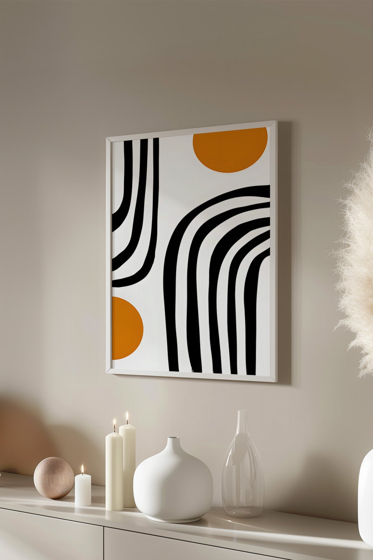 Bauhaus Serisi Beyaz Çerçeveli Poster, Tablo No:105