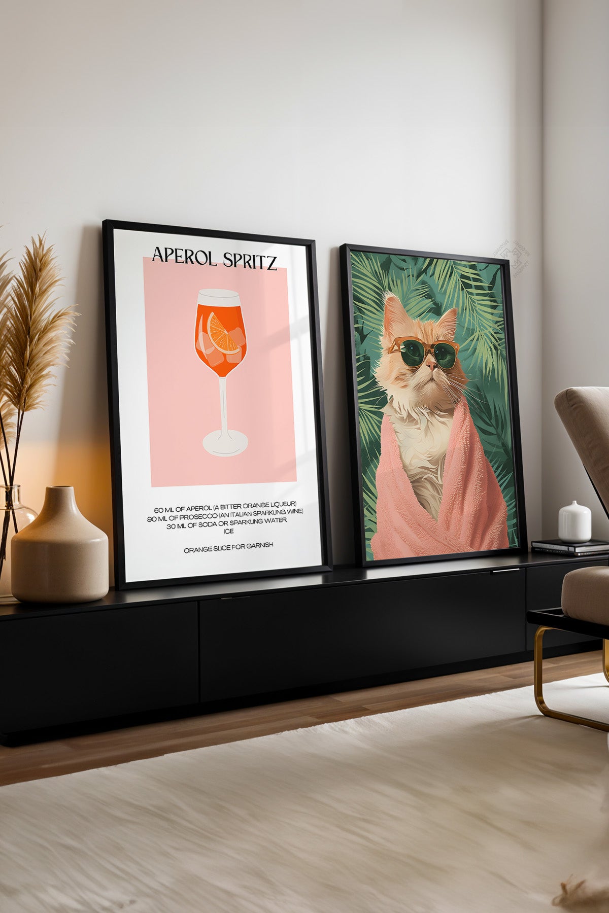 Modern 2'li Siyah Çerçeveli Poster, Tablo Seti No:31