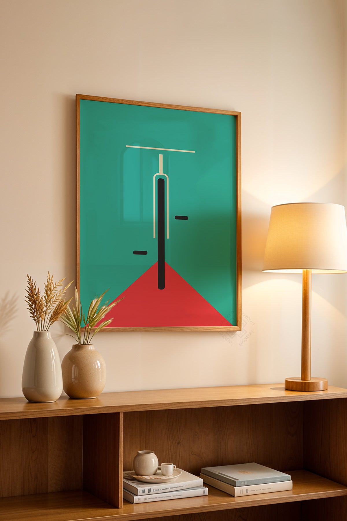 Bauhaus Serisi Ahşap Çerçeveli Poster, Tablo No:59