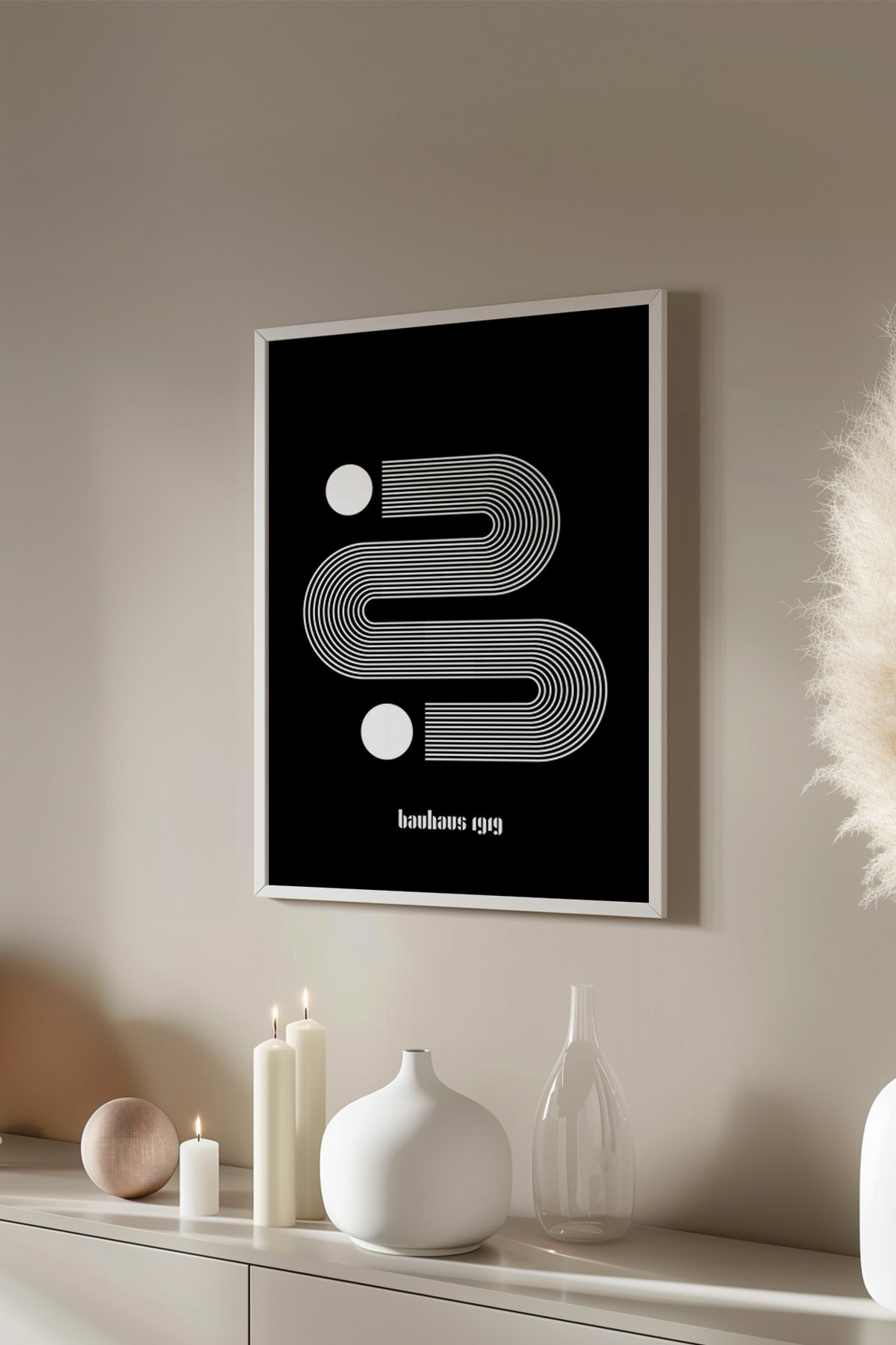 Bauhaus Serisi Beyaz Çerçeveli Poster, Tablo No:43